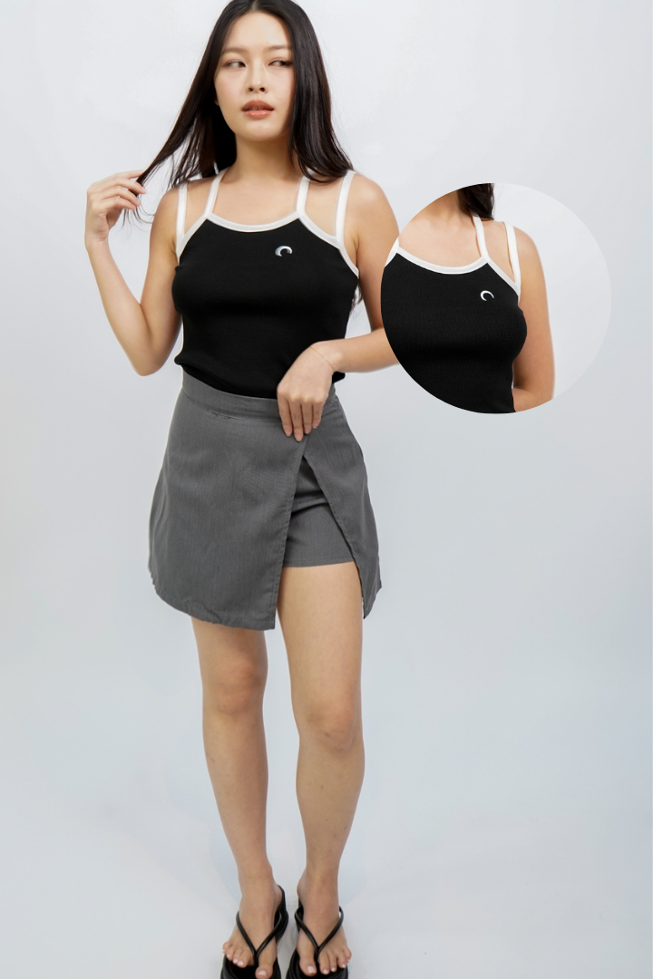 Aslan Double Strap Halter Top (Black)