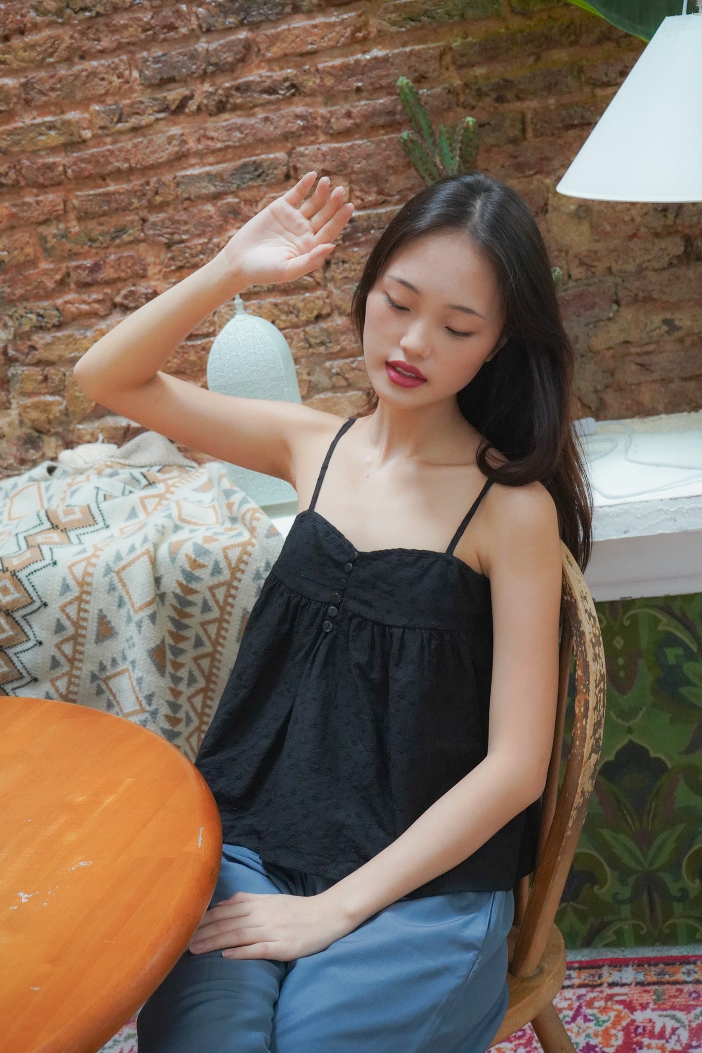 Bethany Eyelet Babydoll Top (Black)