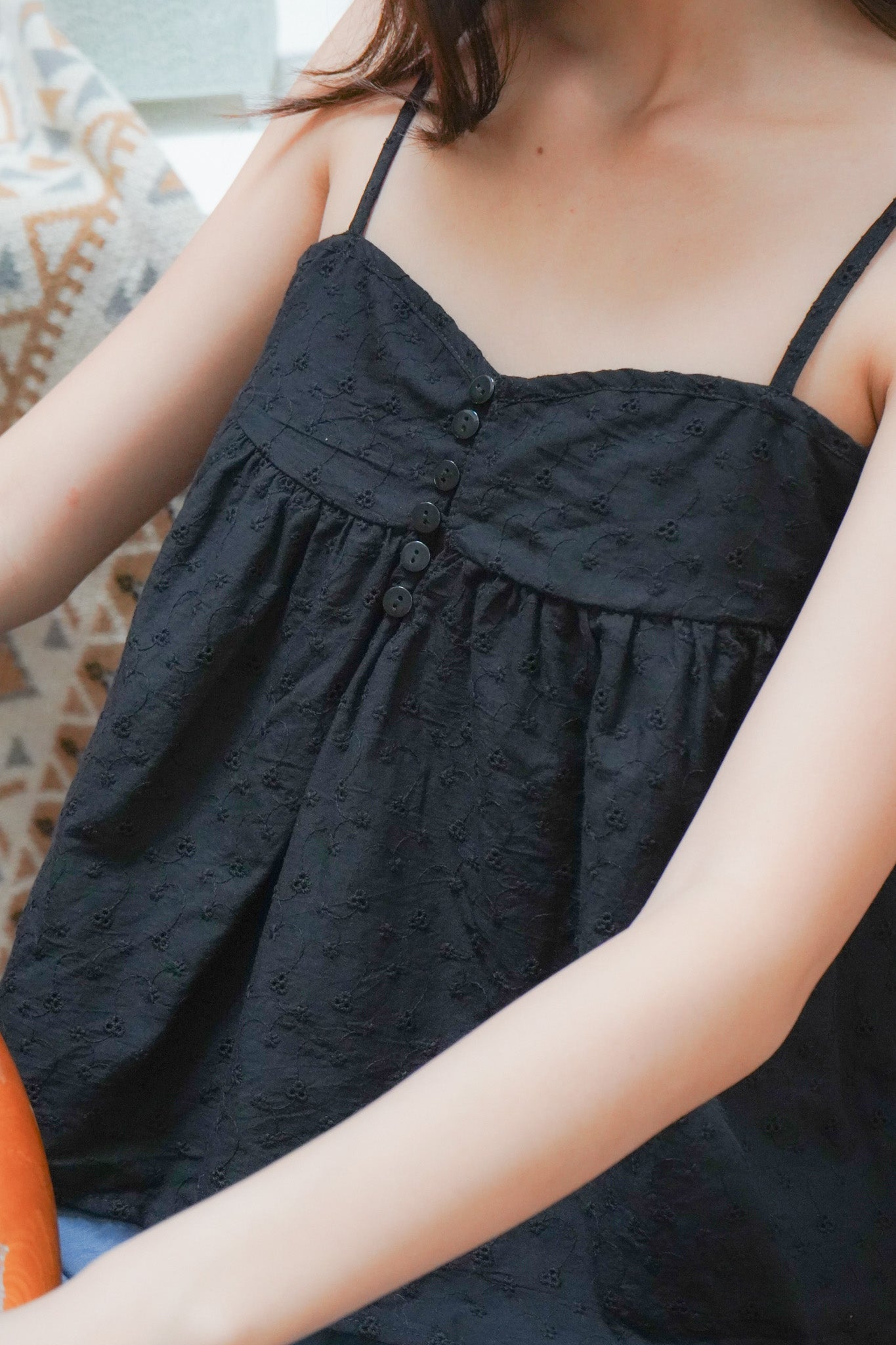 Bethany Eyelet Babydoll Top (Black)
