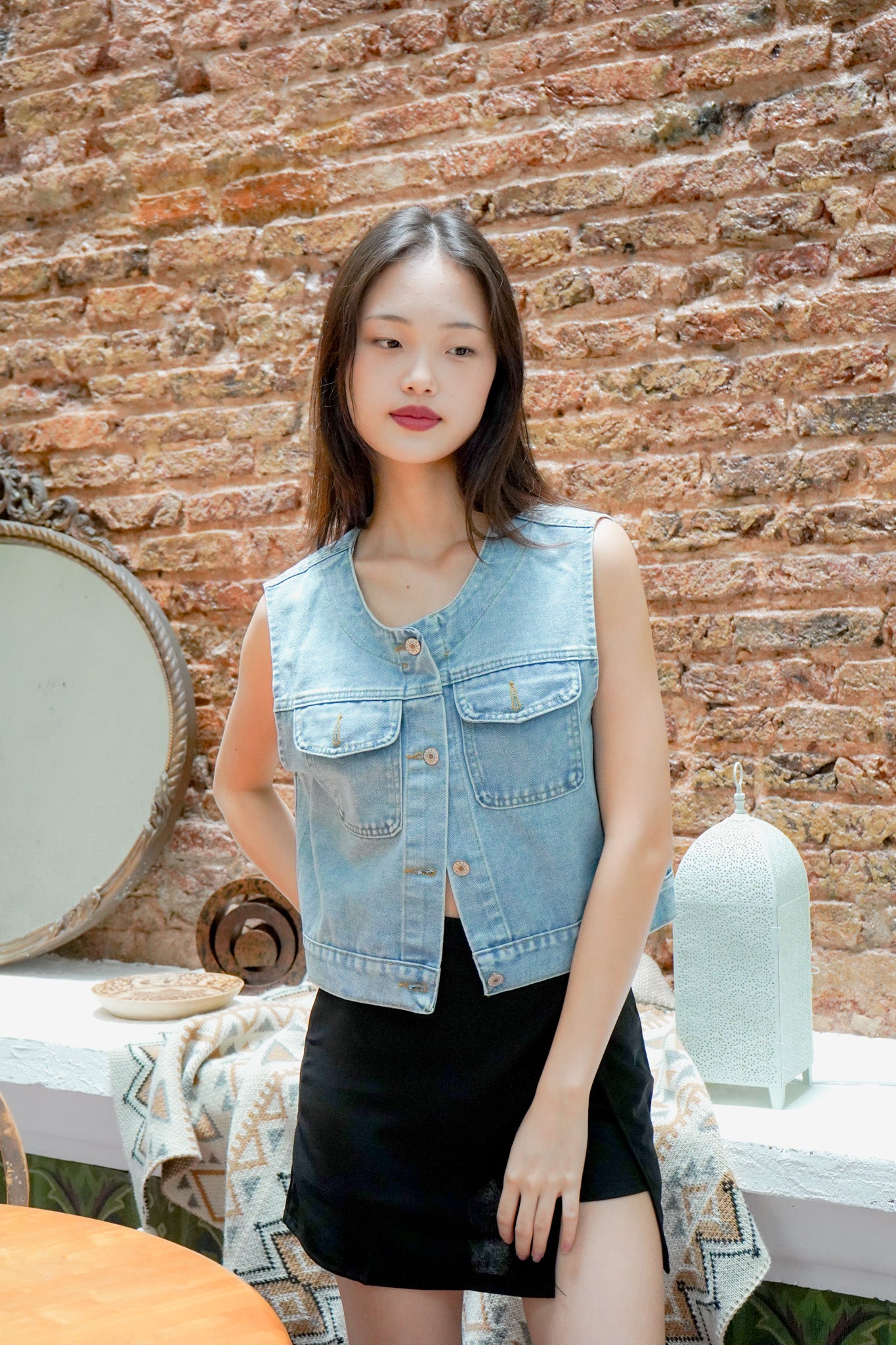 Gemma Denim Vest Jacket (Light denim)