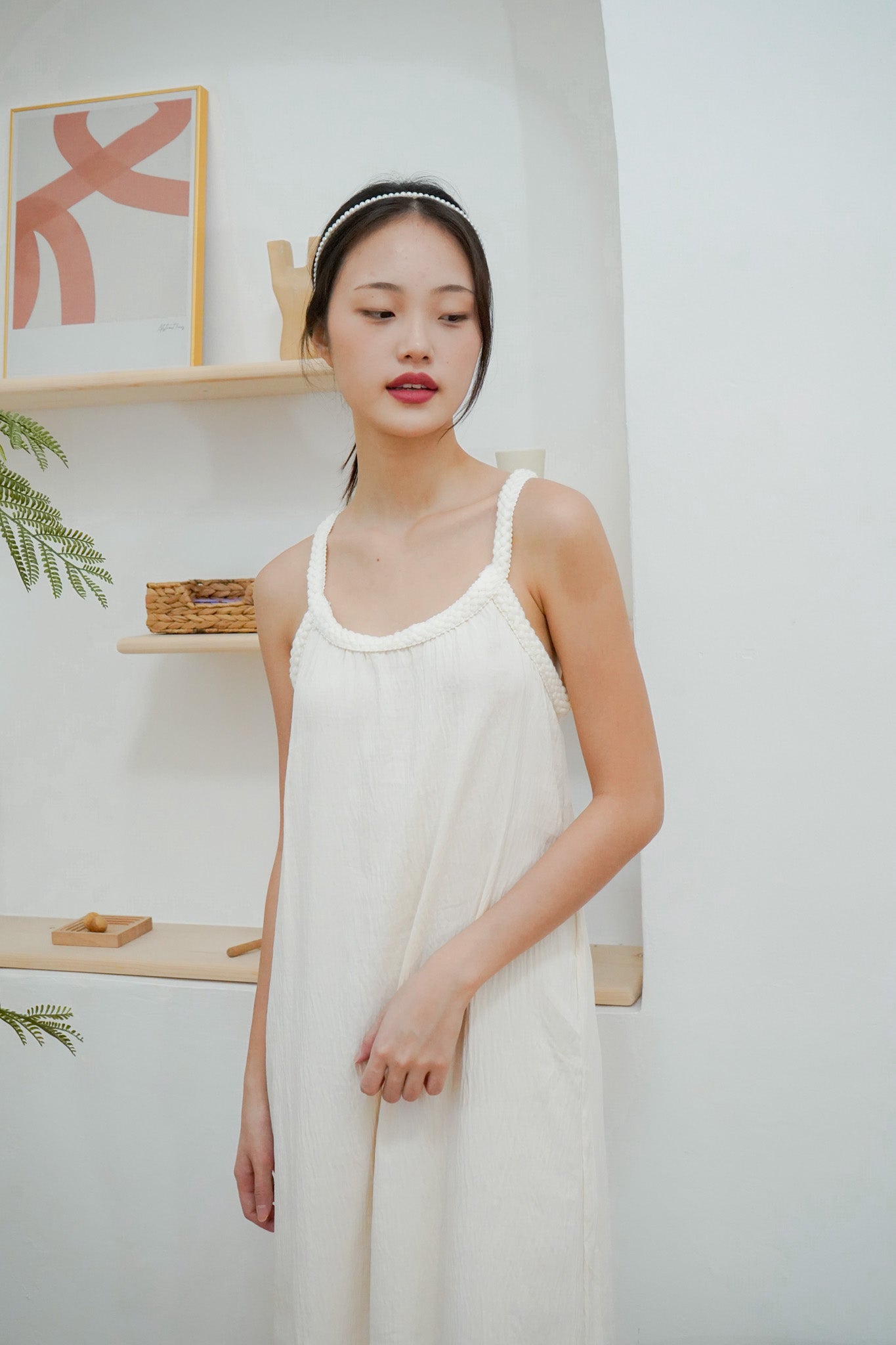 Joan Halter neck Maxi dress (cream)