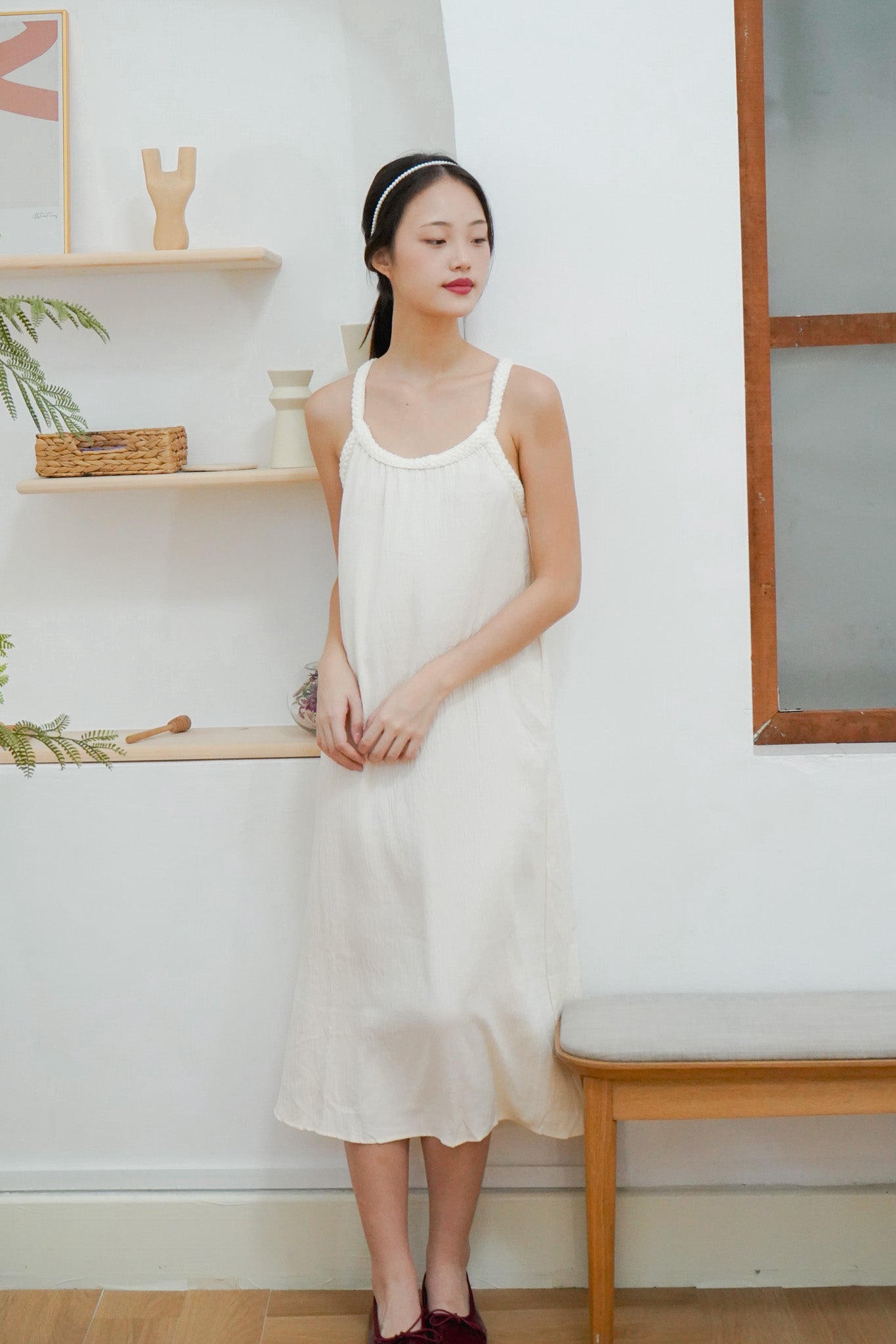 Joan Halter neck Maxi dress (cream)