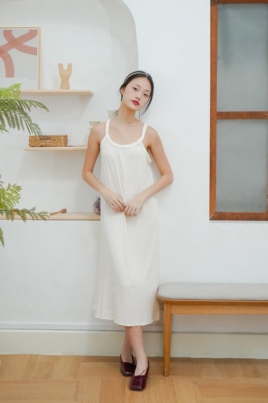 Joan Halter neck Maxi dress (cream)