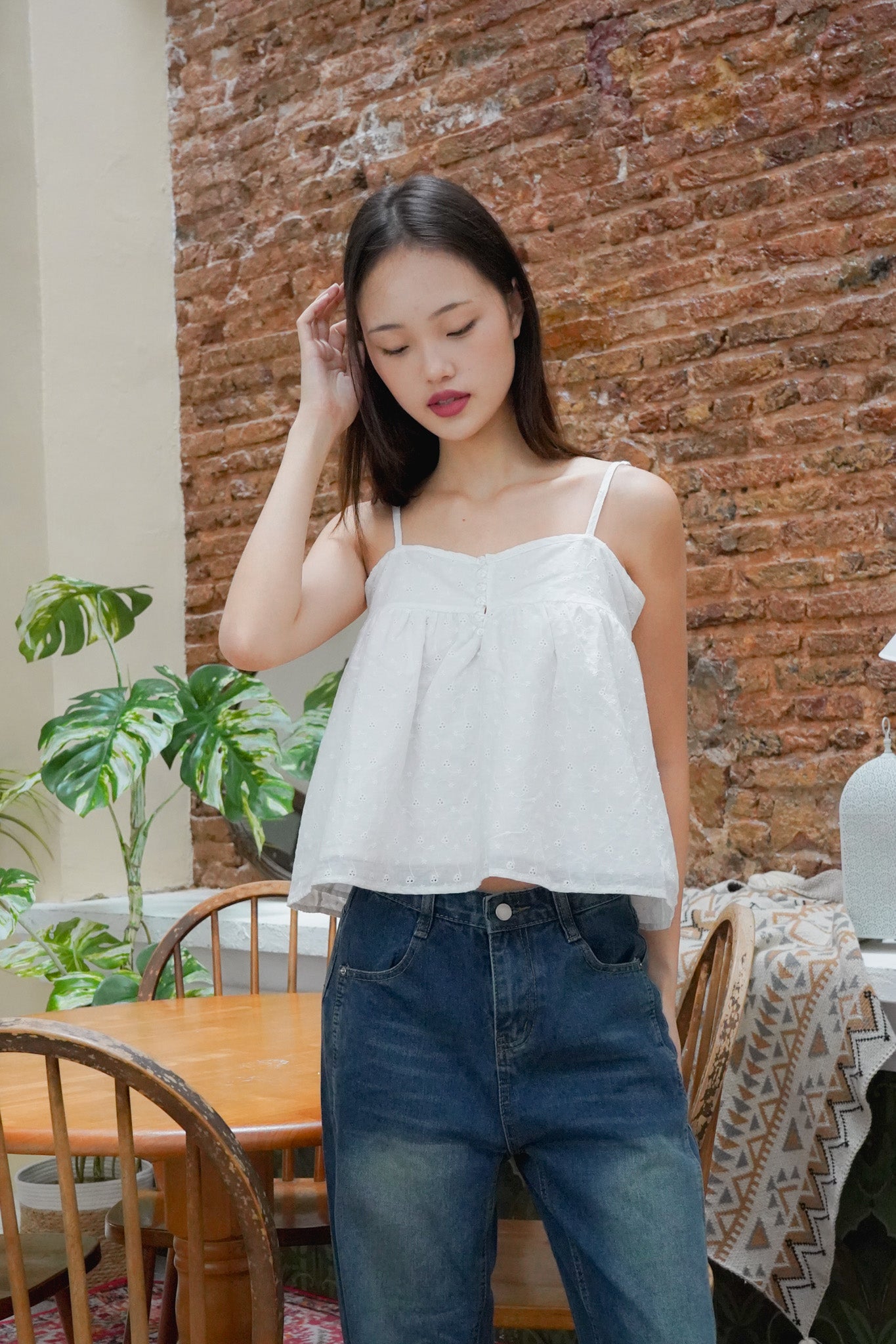 Bethany Eyelet Babydoll Top (White)