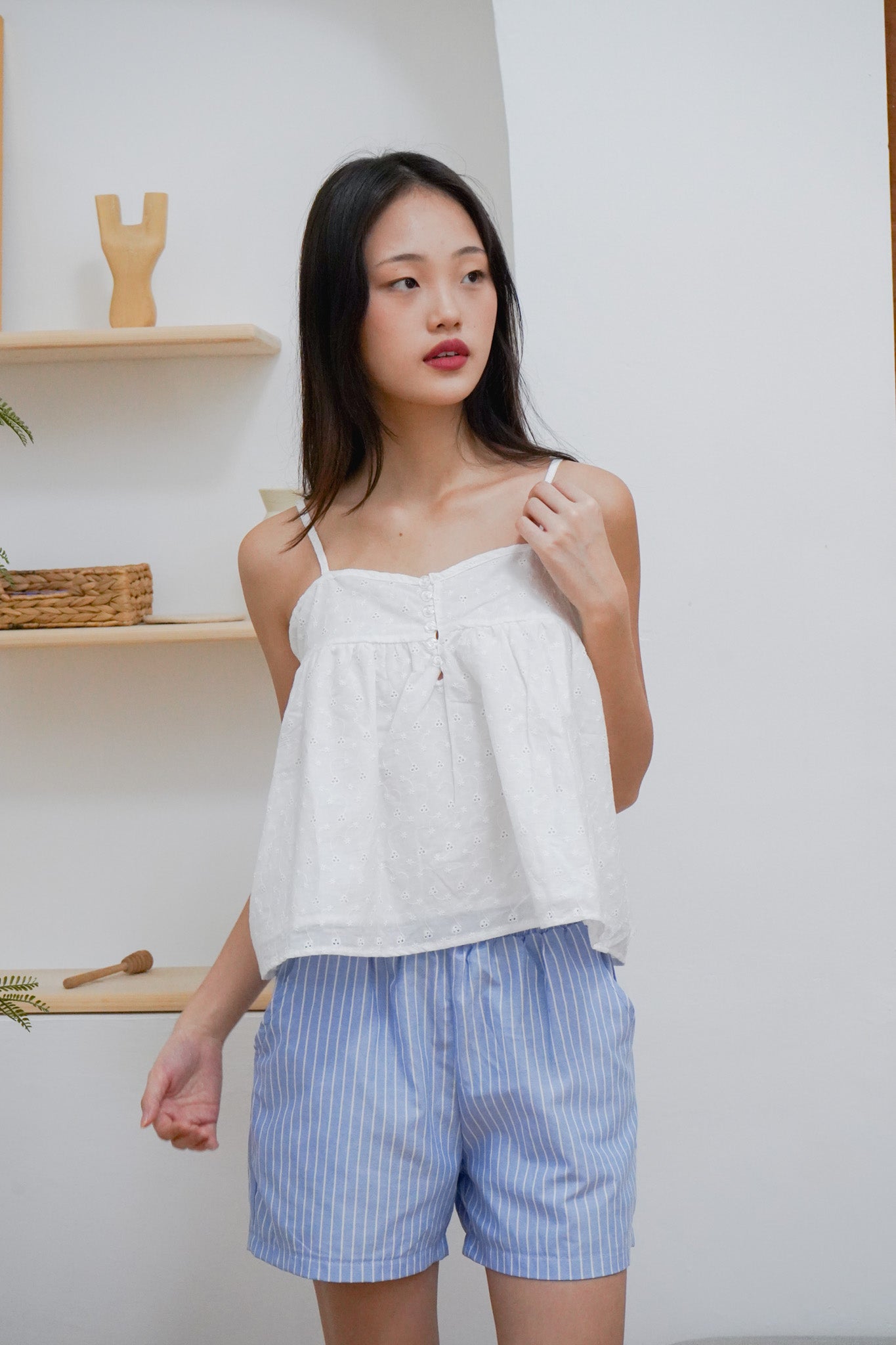 Bethany Eyelet Babydoll Top (White)