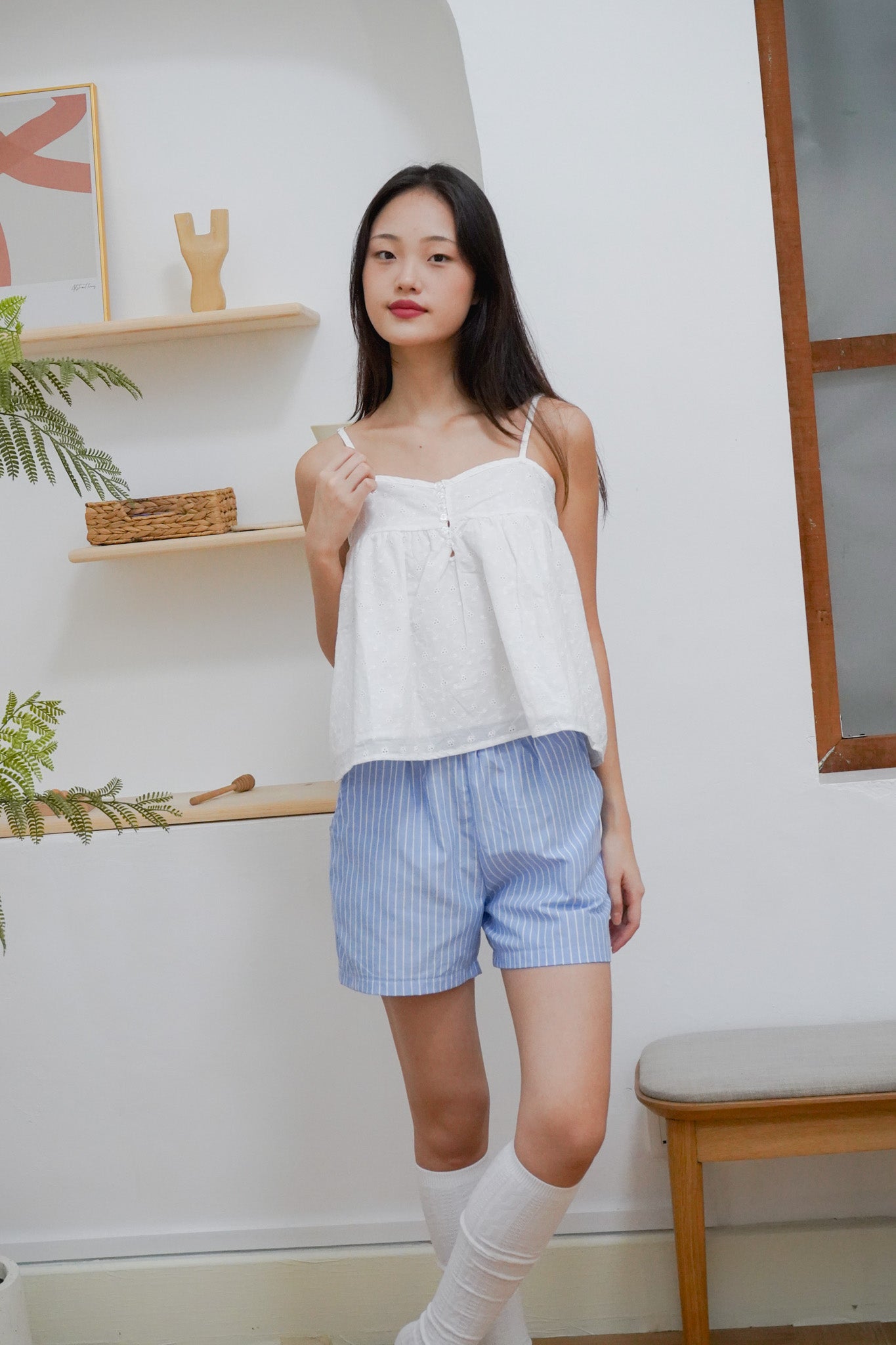 Bethany Eyelet Babydoll Top (White)