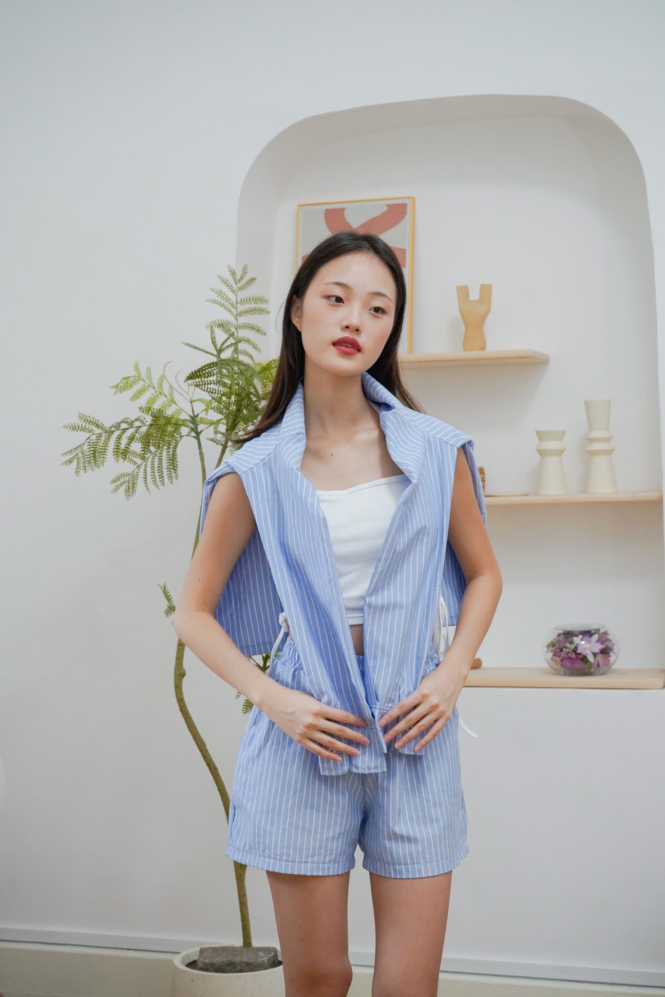 Jas blue stripe matching set