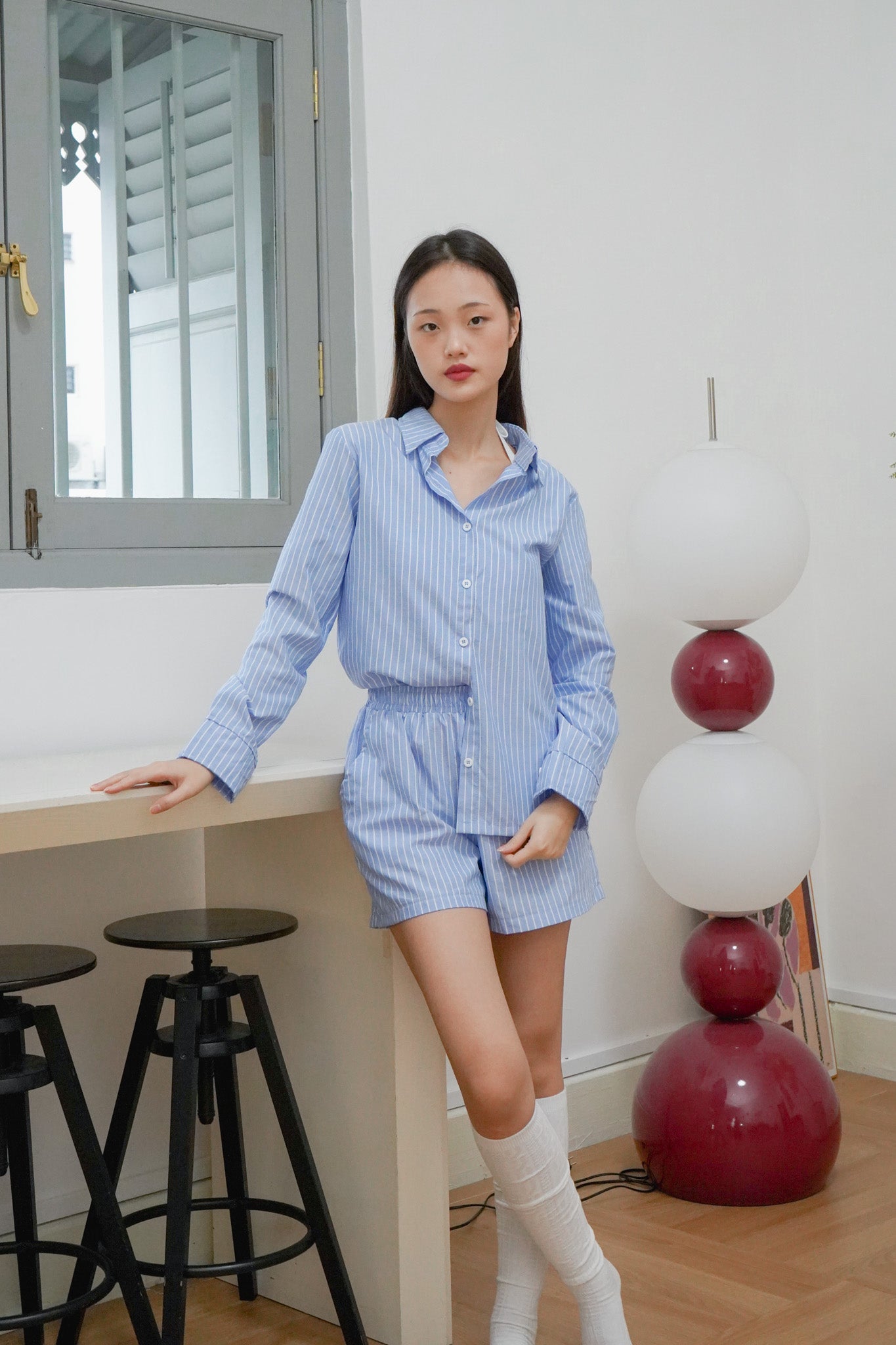 Jas blue stripe matching set