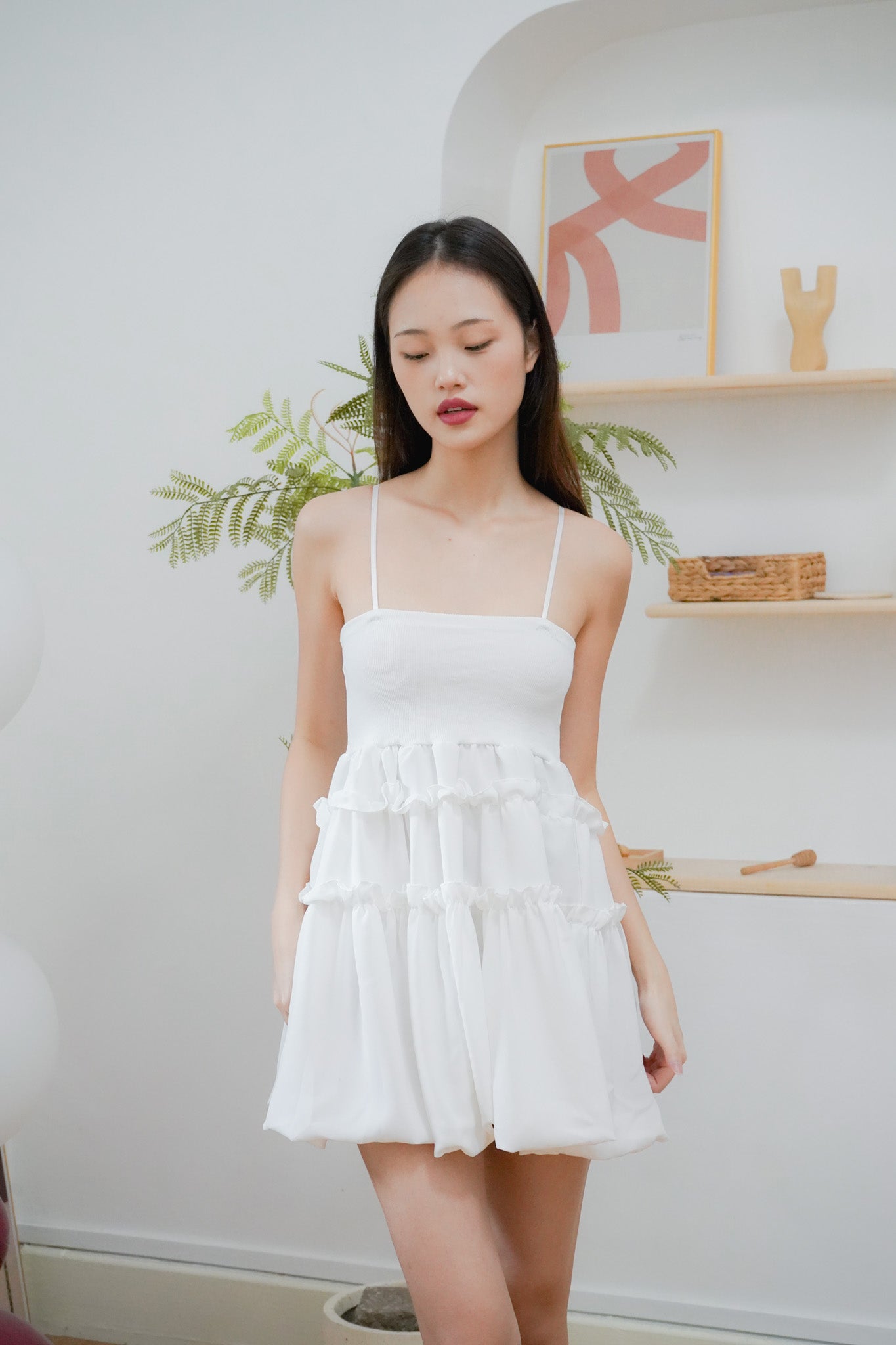 Sandra mini puff dress (White)