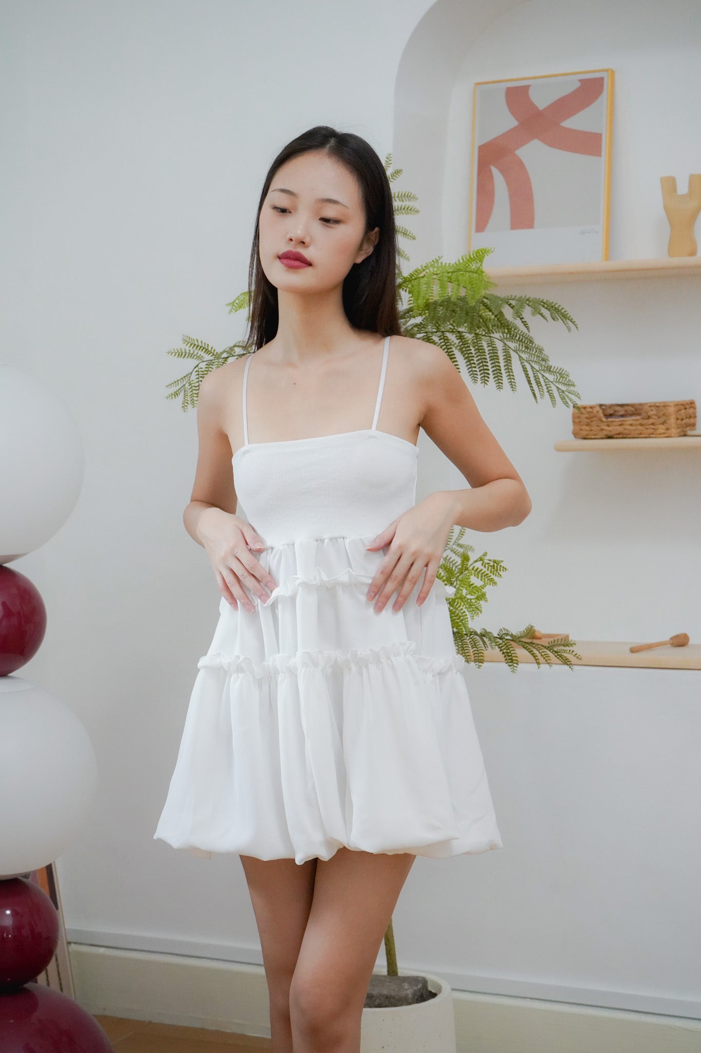 Sandra mini puff dress (White)