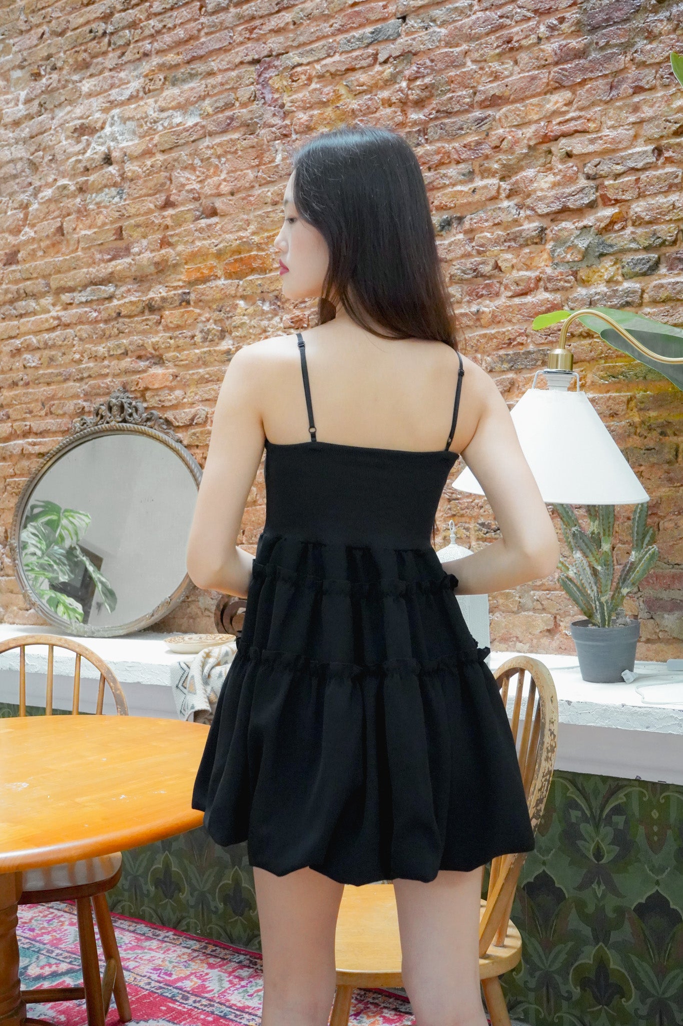 Sandra mini puff dress (Black)