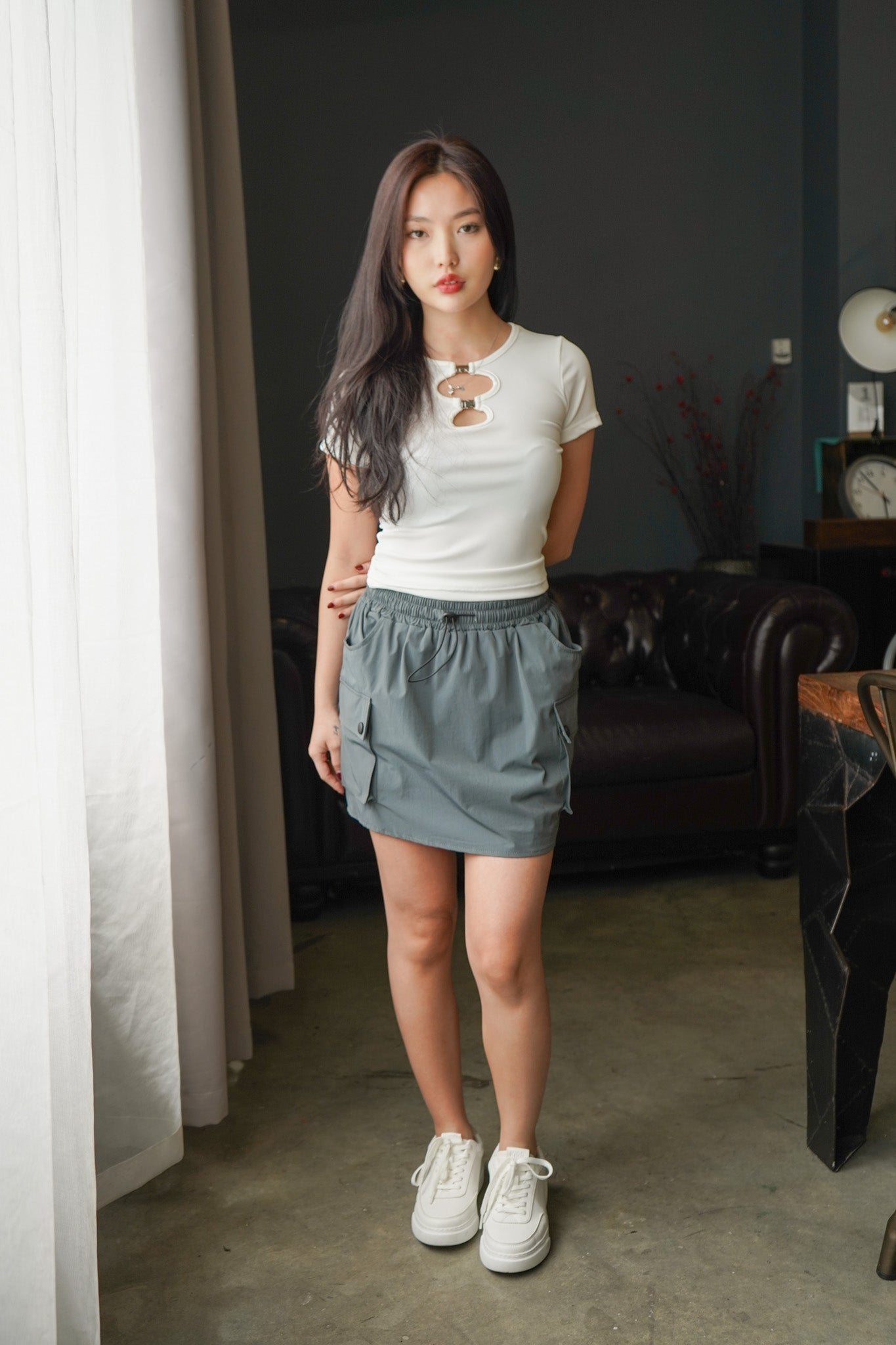 Oona Cargo Mini Skirt (Charcoal)