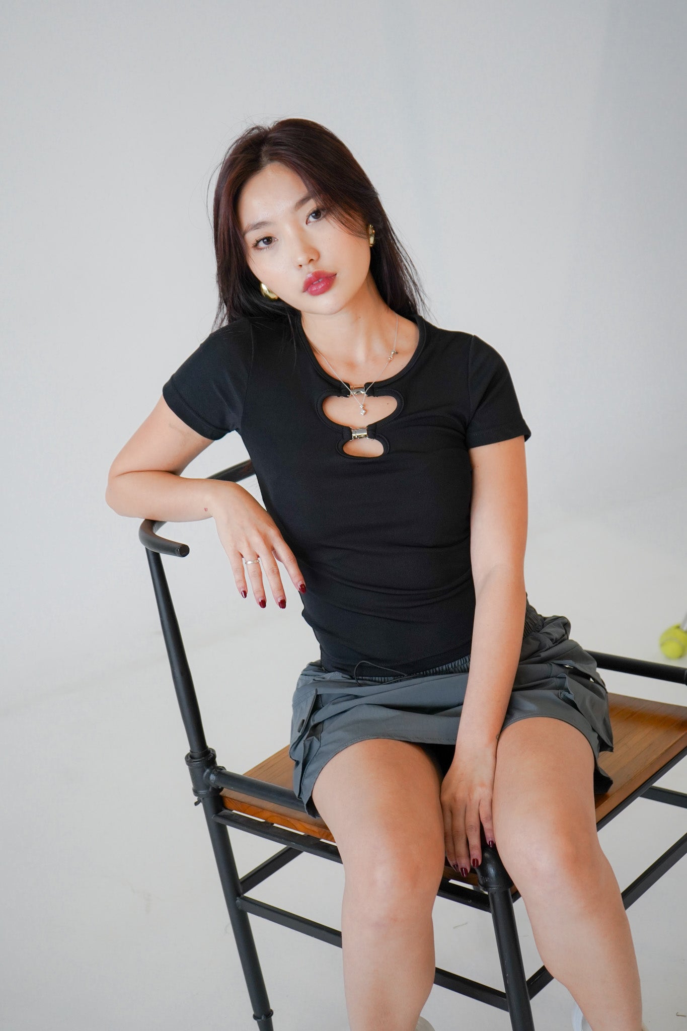 Bexley Double Cut Out Shirt (Black)