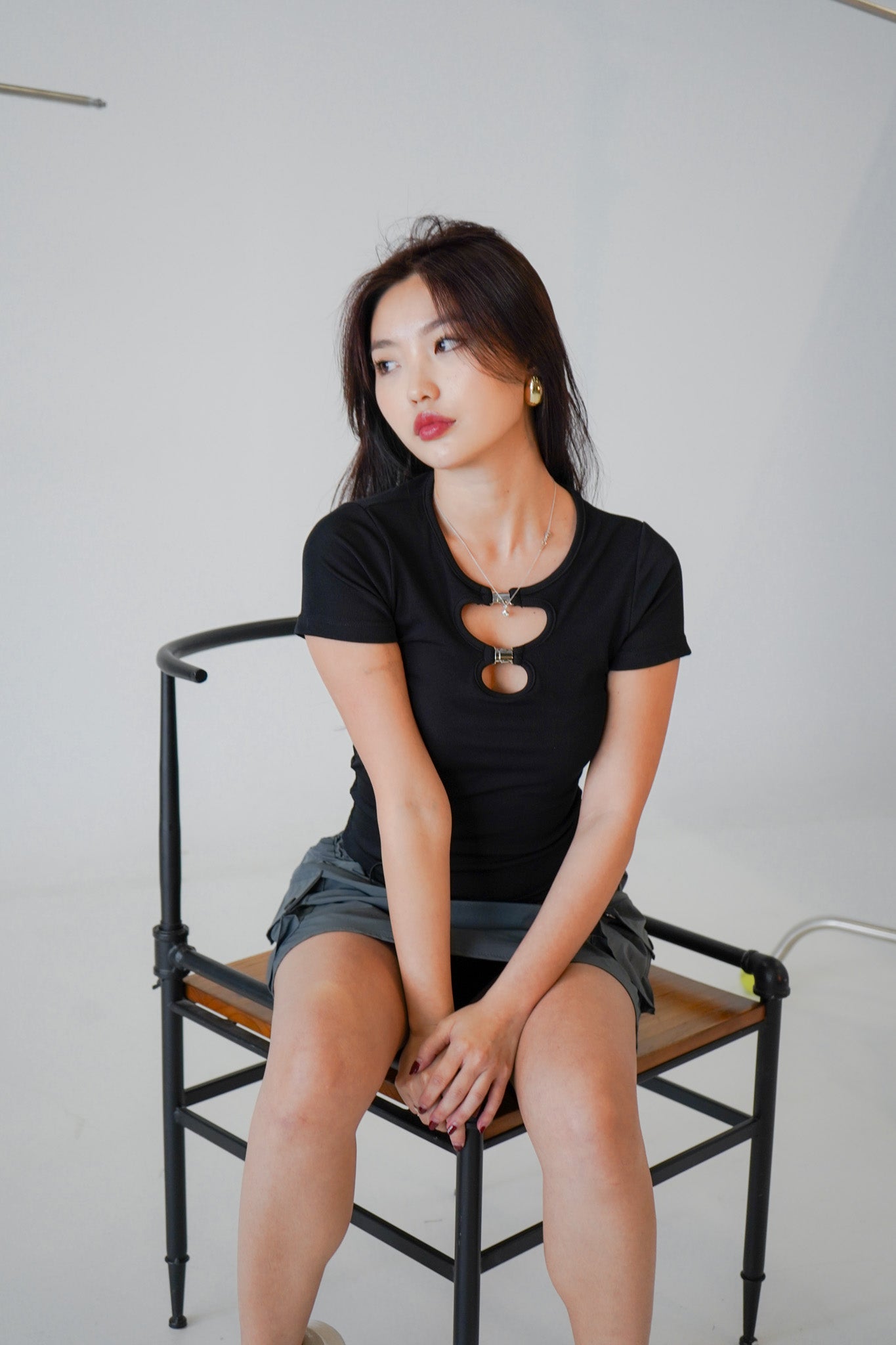 Bexley Double Cut Out Shirt (Black)