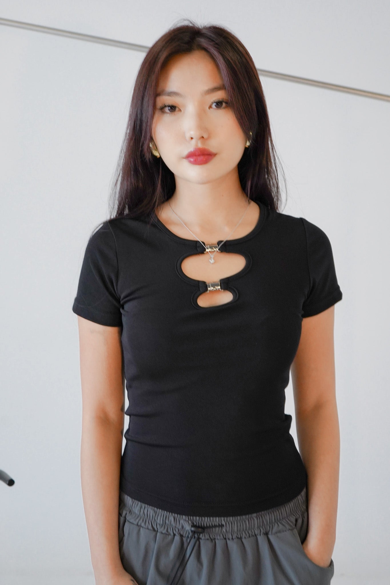 Bexley Double Cut Out Shirt (Black)