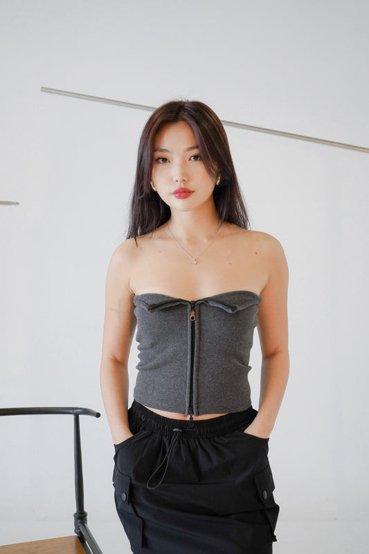 Mylah Zip Up Tube Top (Grey)
