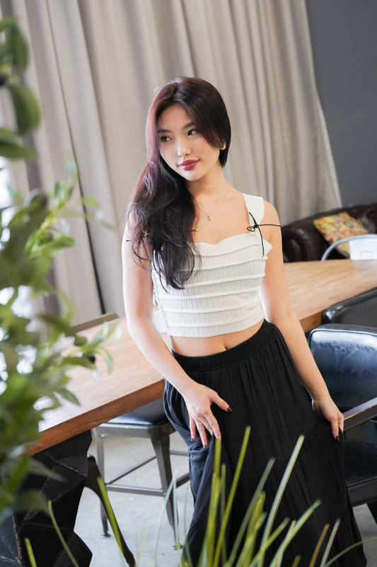 Celina Ribbon Crop Top (White)