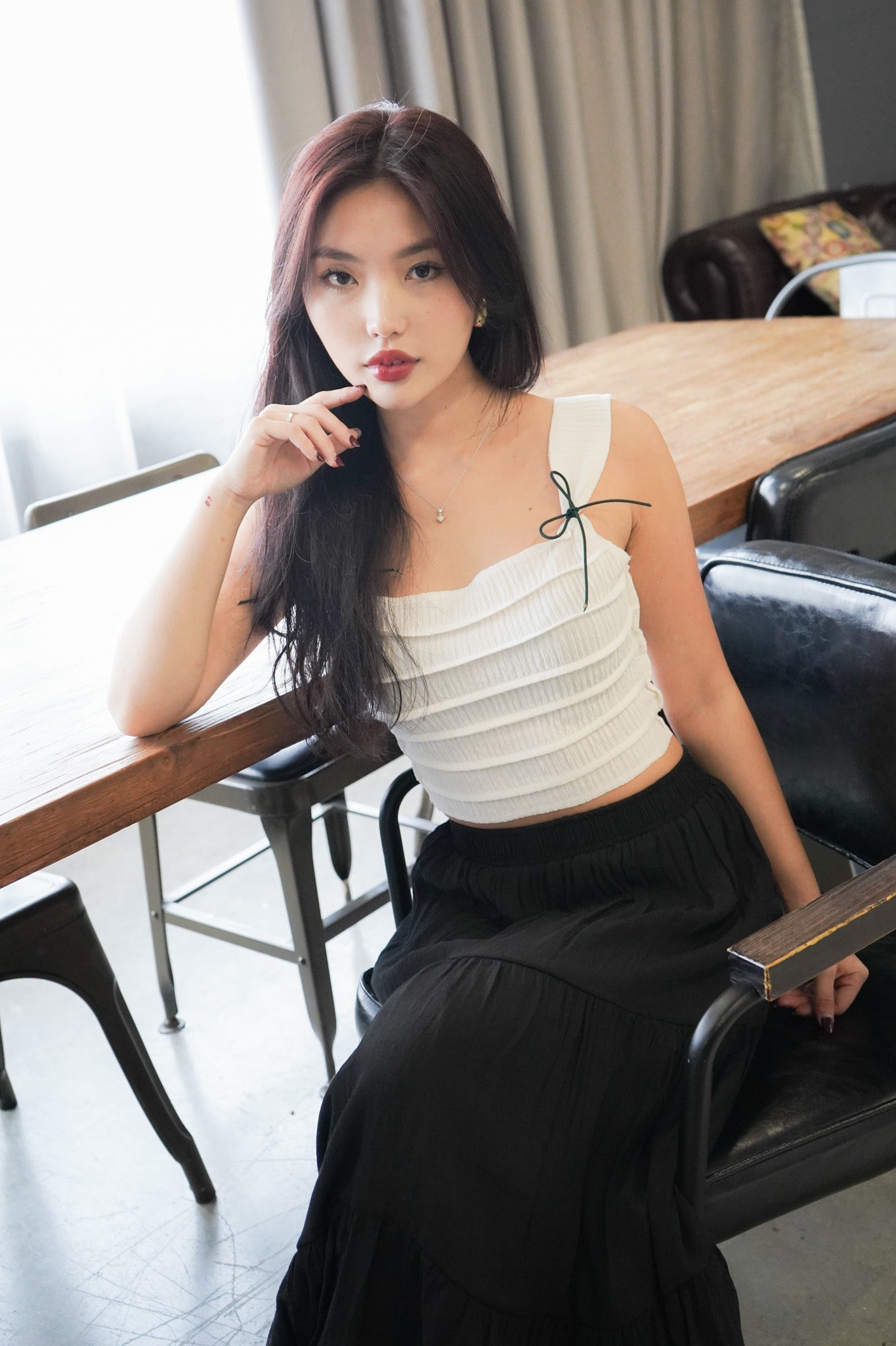 Celina Ribbon Crop Top (White)