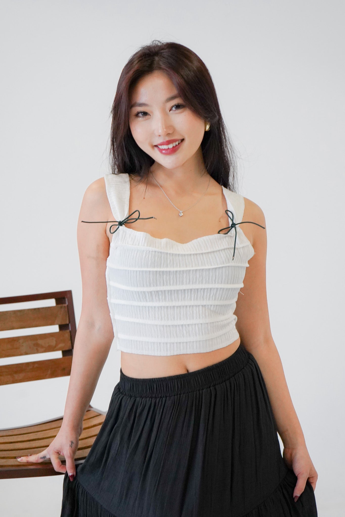 Celina Ribbon Crop Top (White)