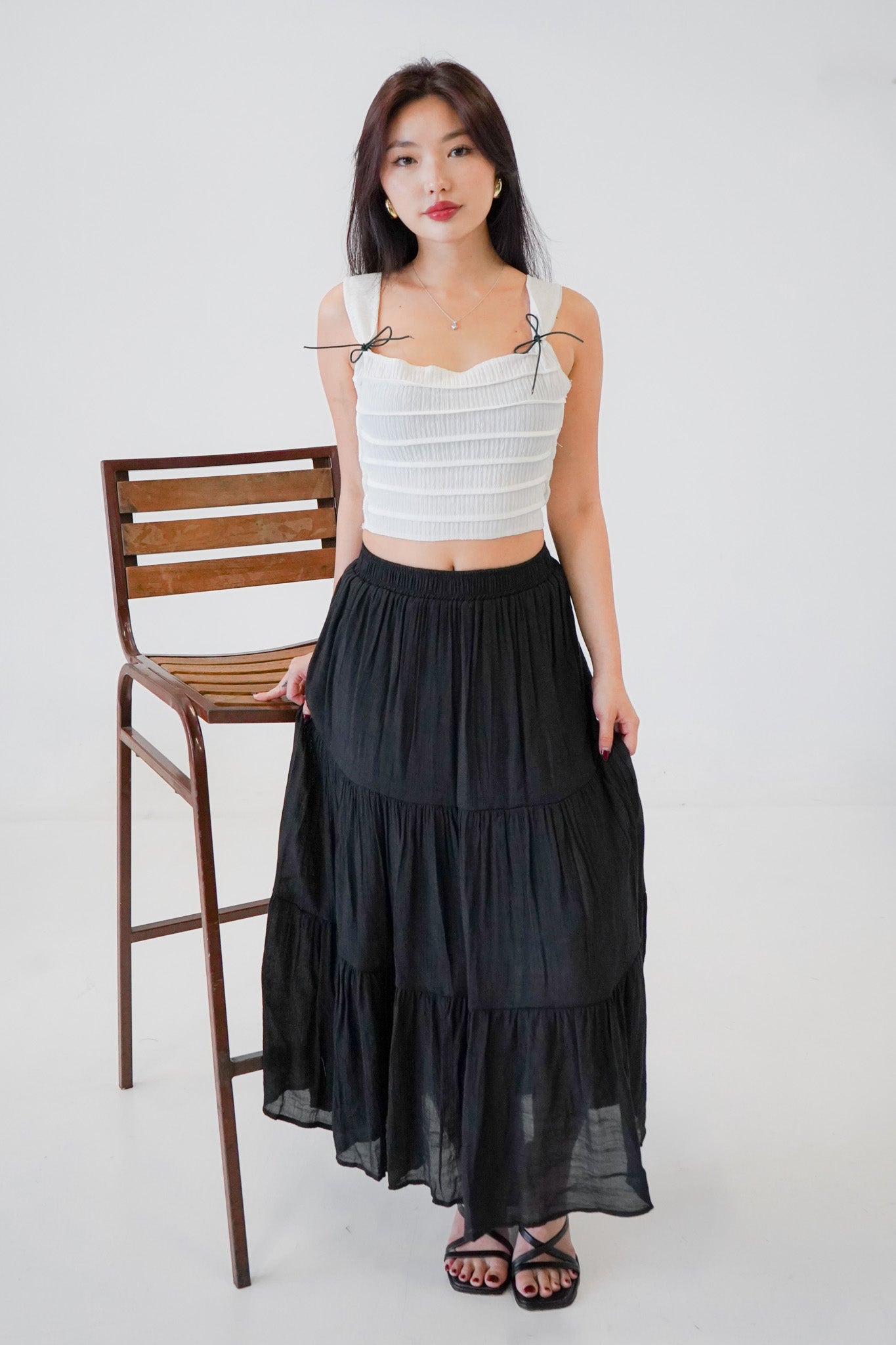 Celina Ribbon Crop Top (White)