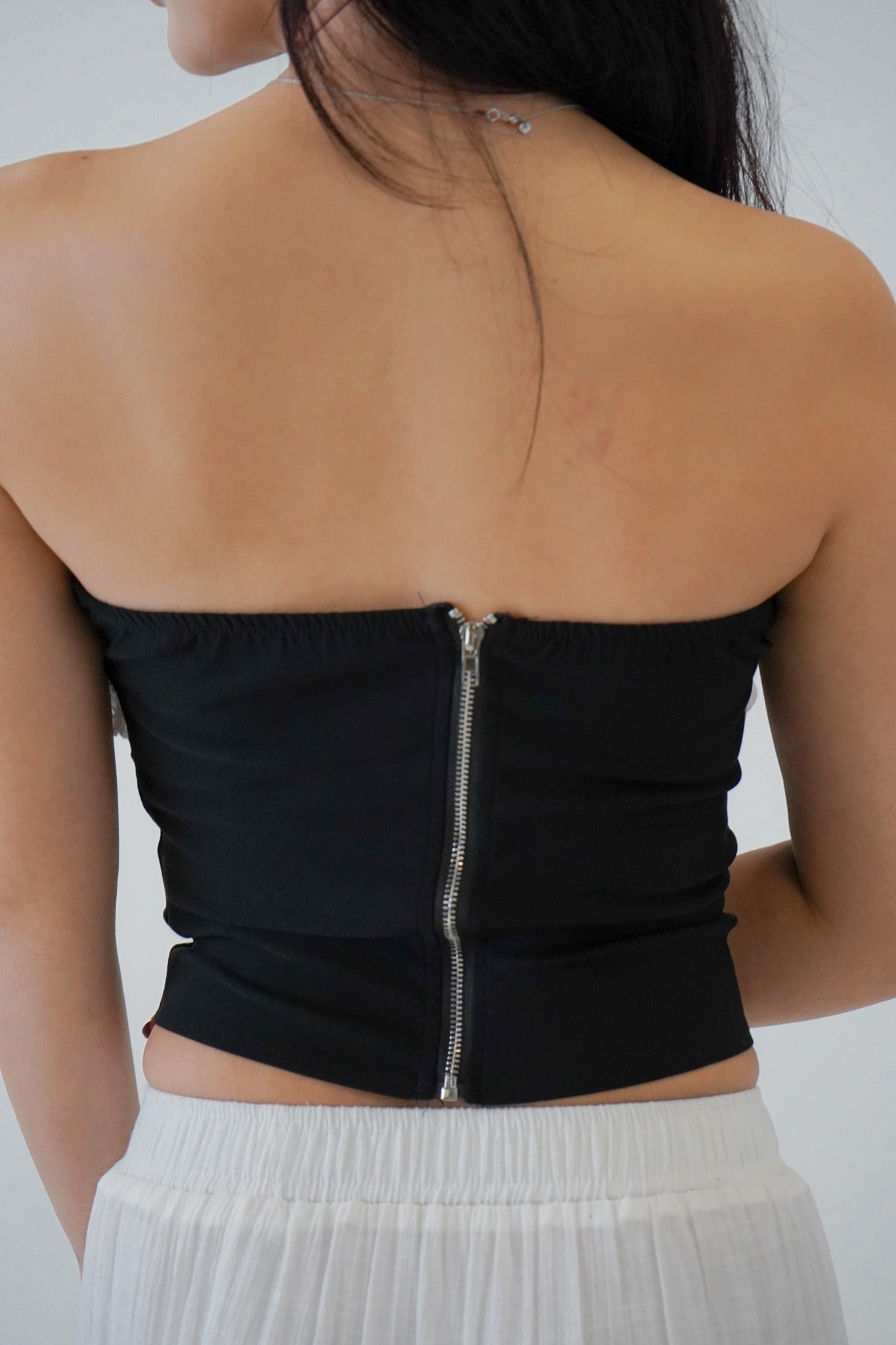 Zyla Black And White Lace Tube Top