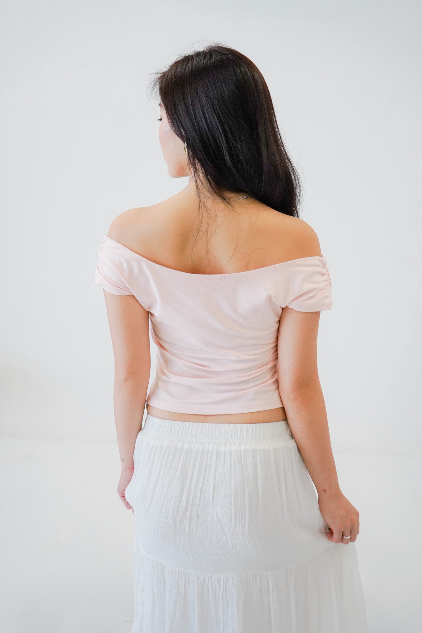 Aoife Blush sweetheart off Shoulder Top