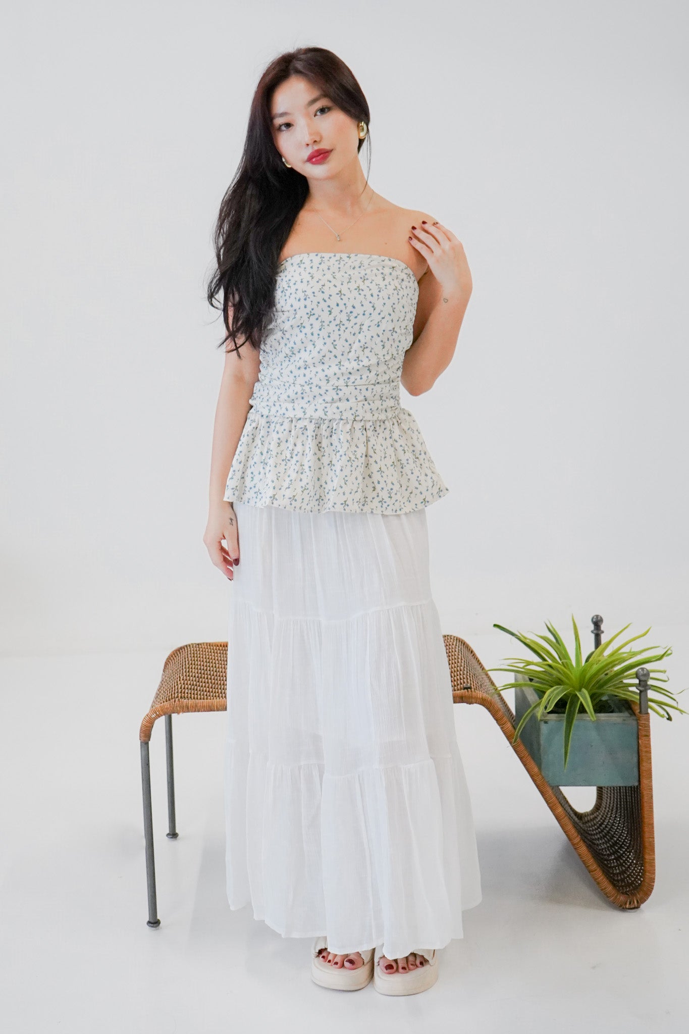 Nyx Floral Tube Top (White)
