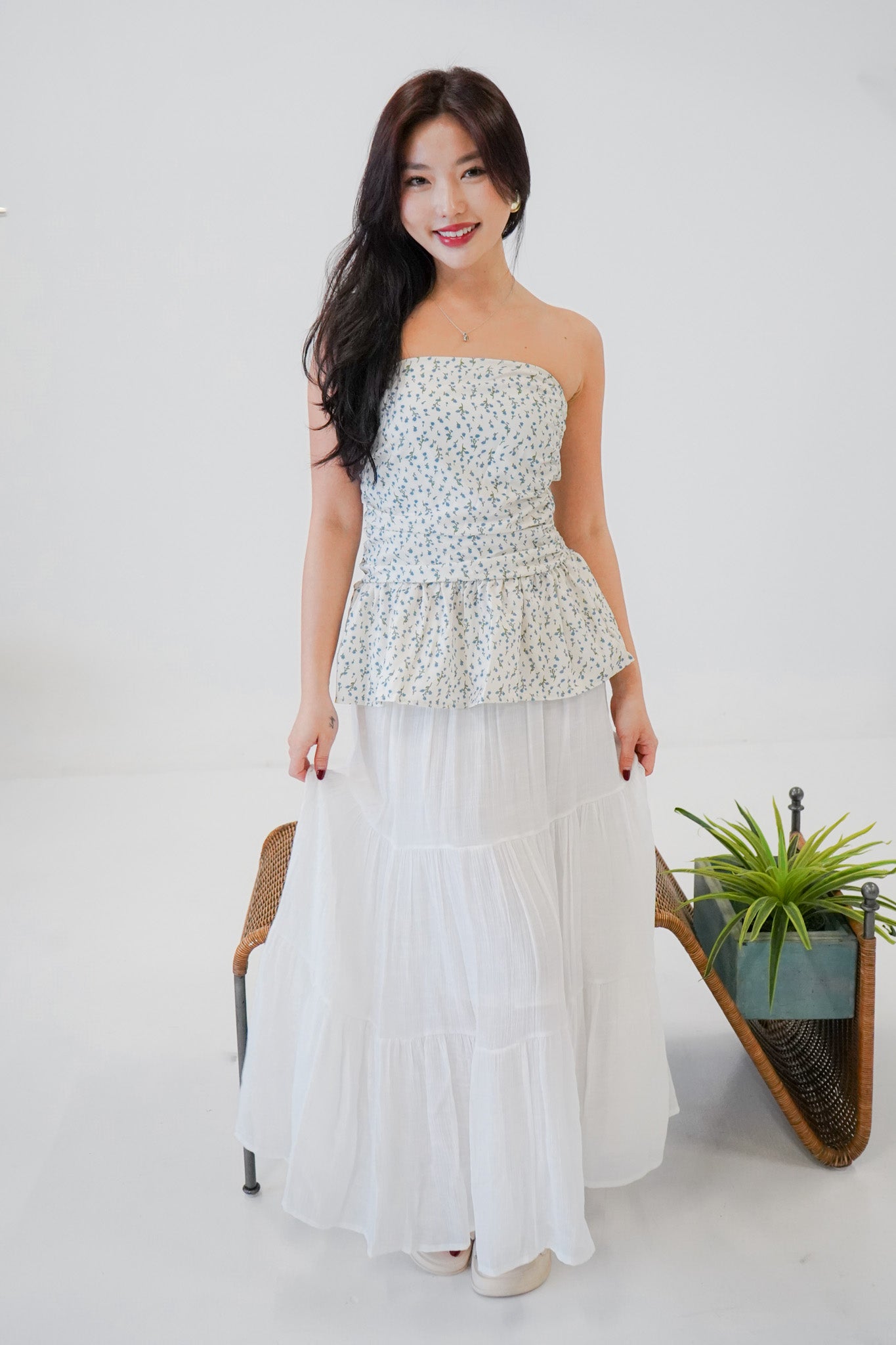 Nyx Floral Tube Top (White)