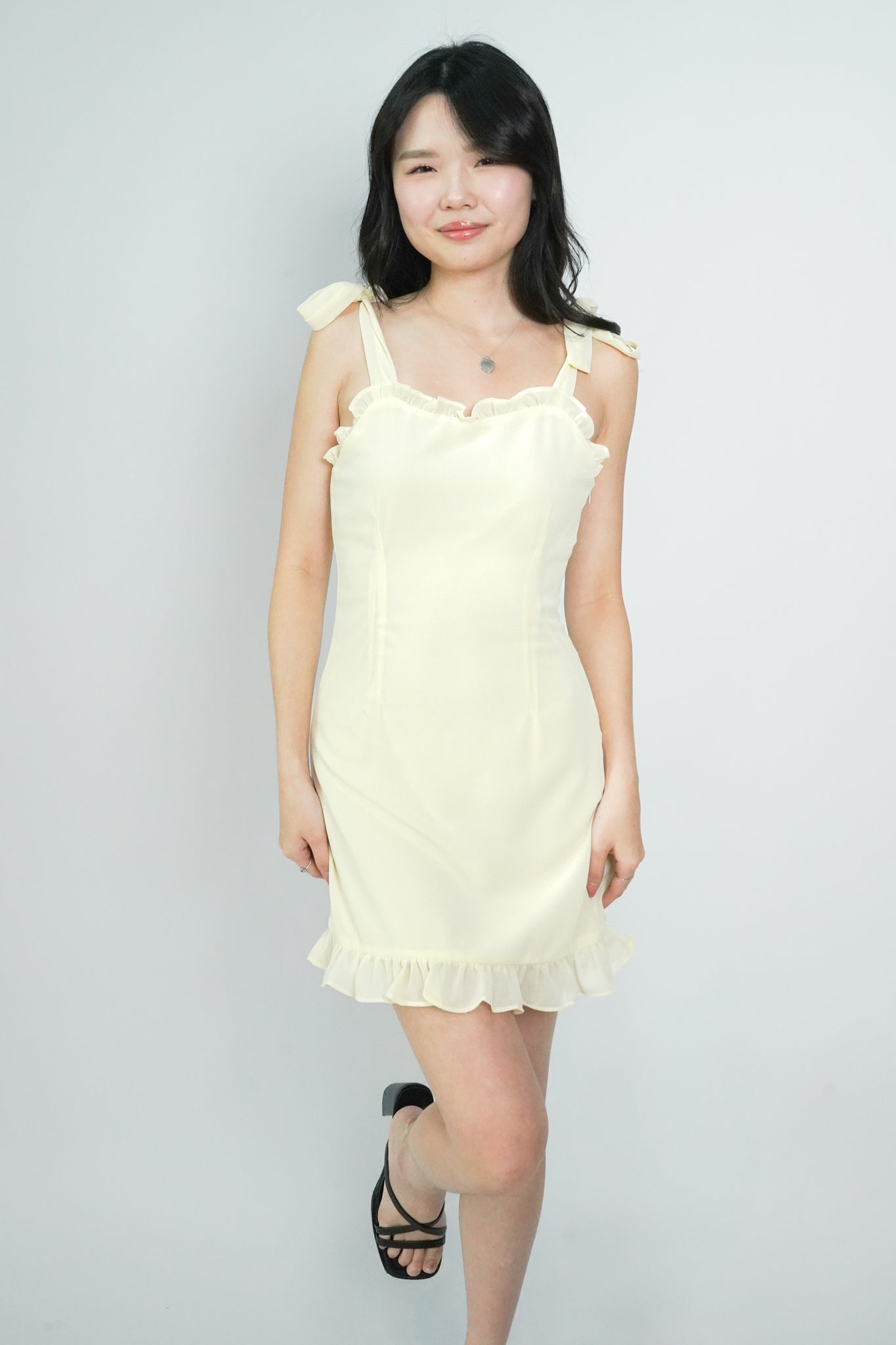Esme Tie-Shoulder Mini Dress (Cream)