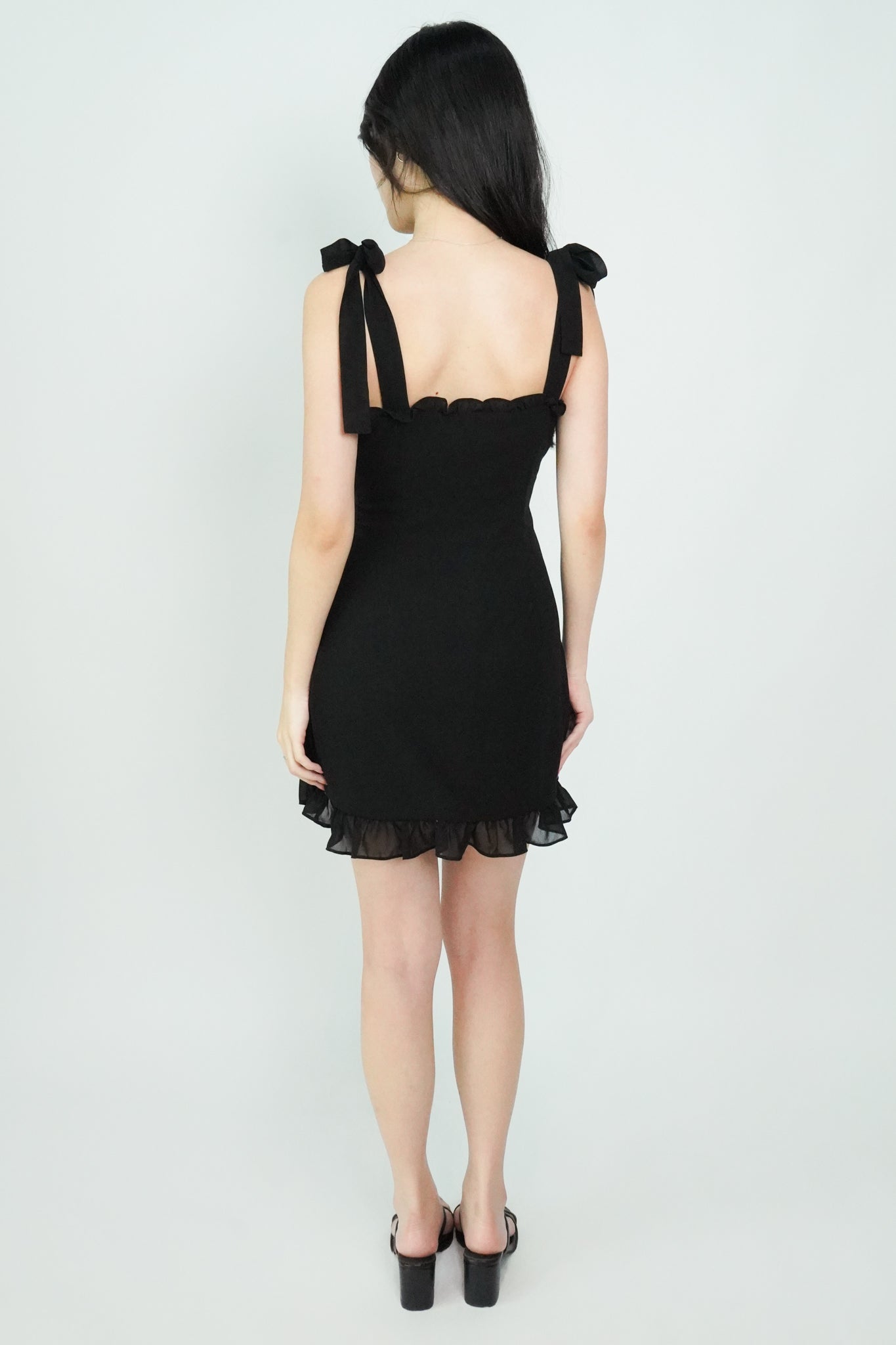 Esme Tie-Shoulder Mini Dress (Black)
