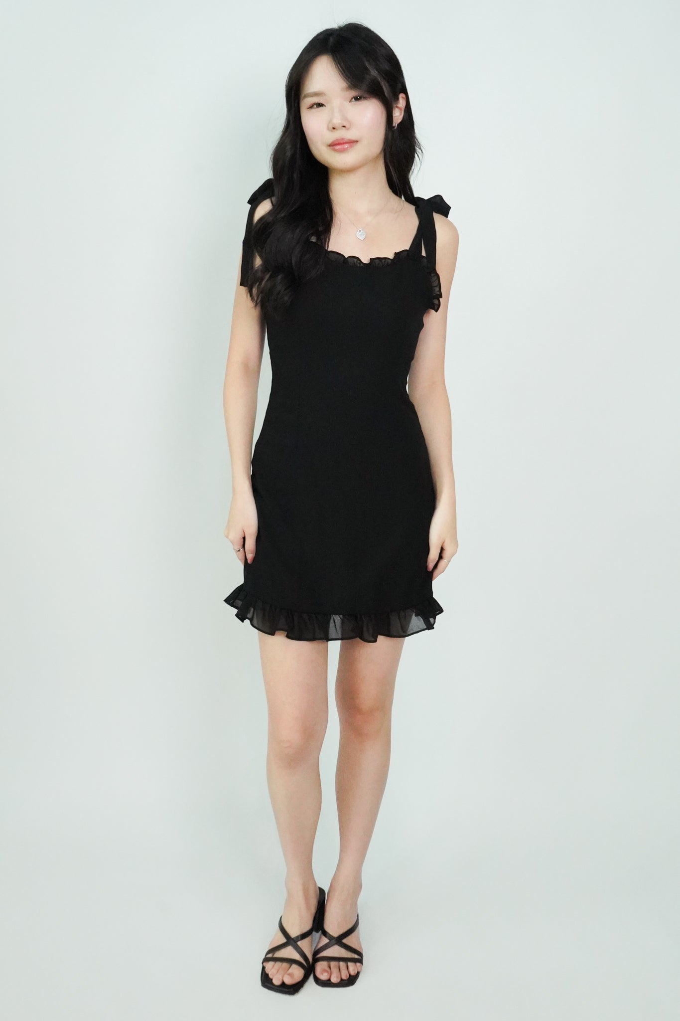 Esme Tie-Shoulder Mini Dress (Black)