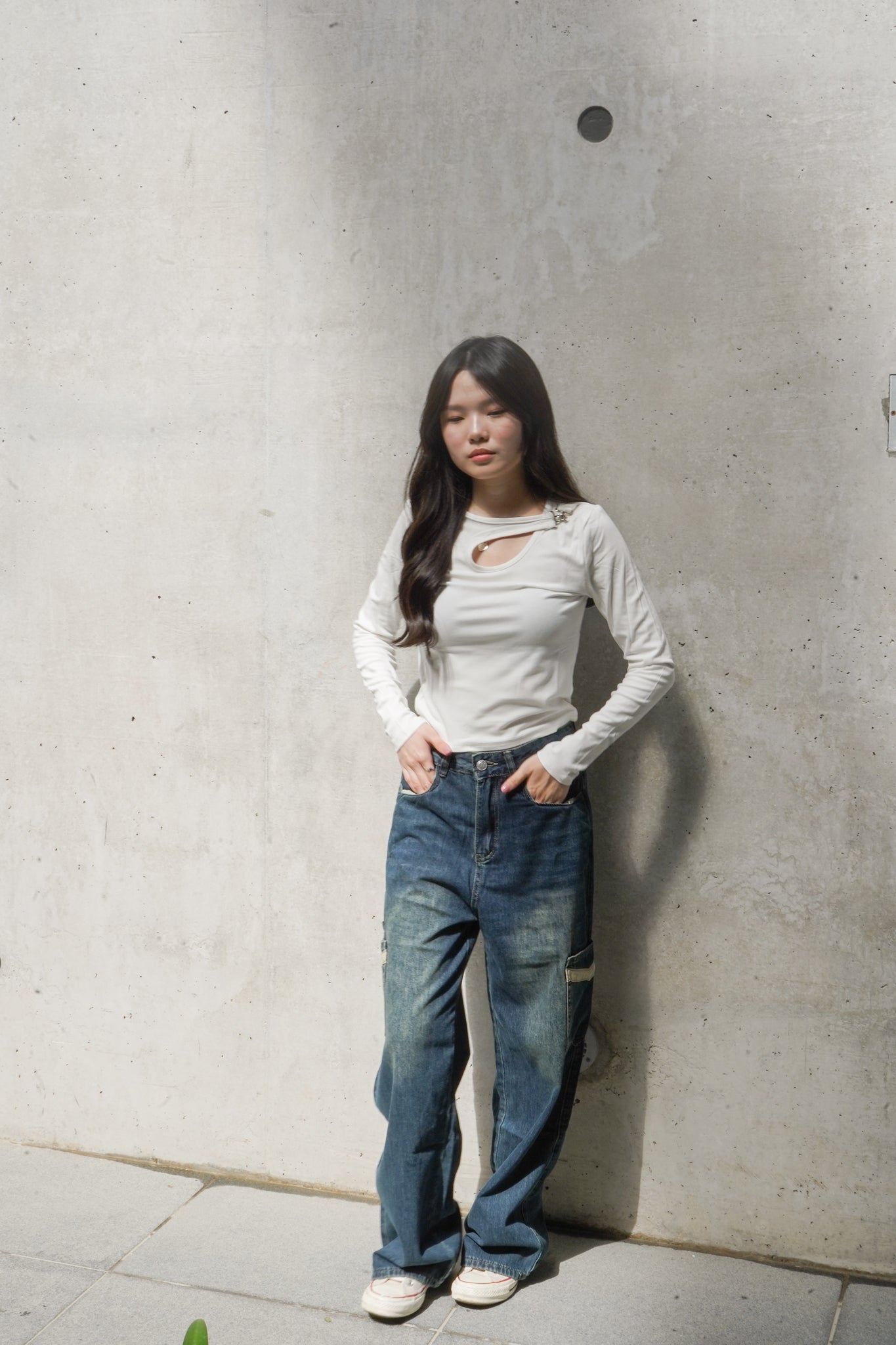 Isabel straight cut denim with side pockets