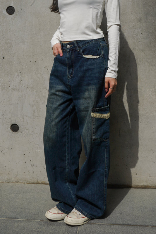 Isabel straight cut denim with side pockets