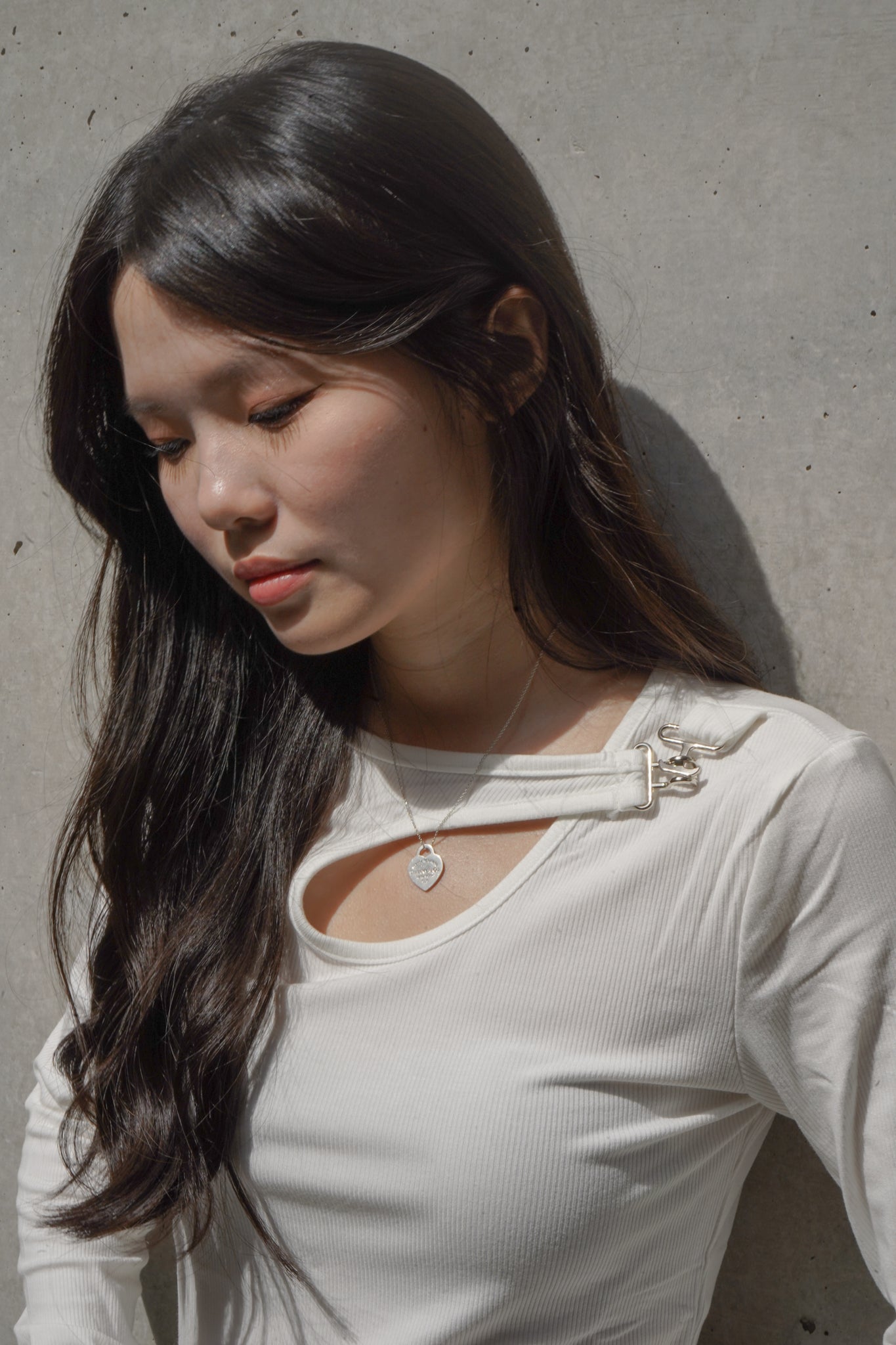 Kinsley Keyhole Long Sleeve Top (White)