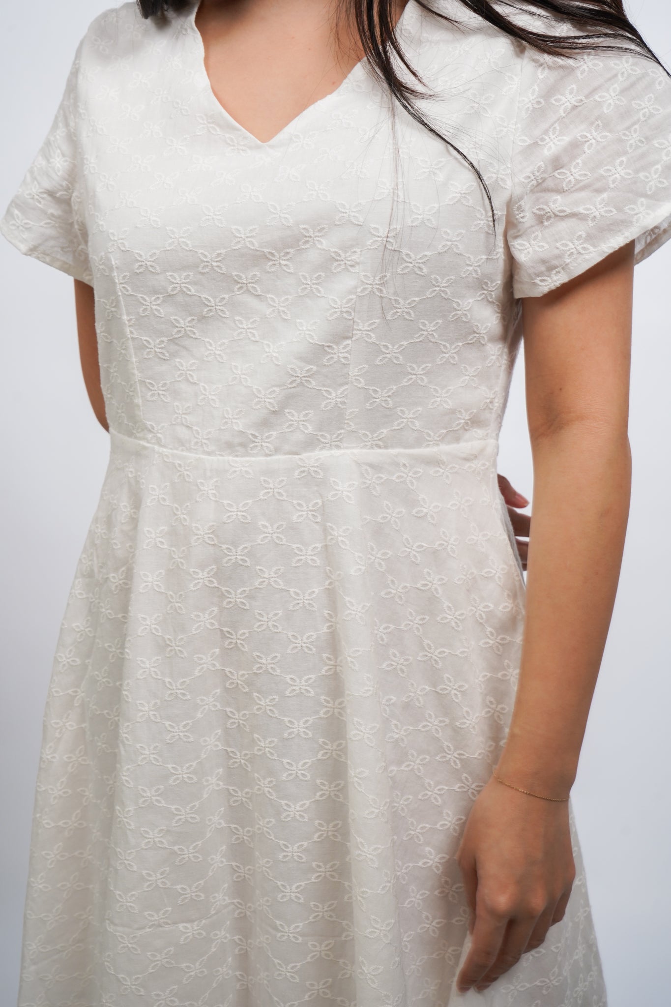 Dainty White Embroided Floral Dress