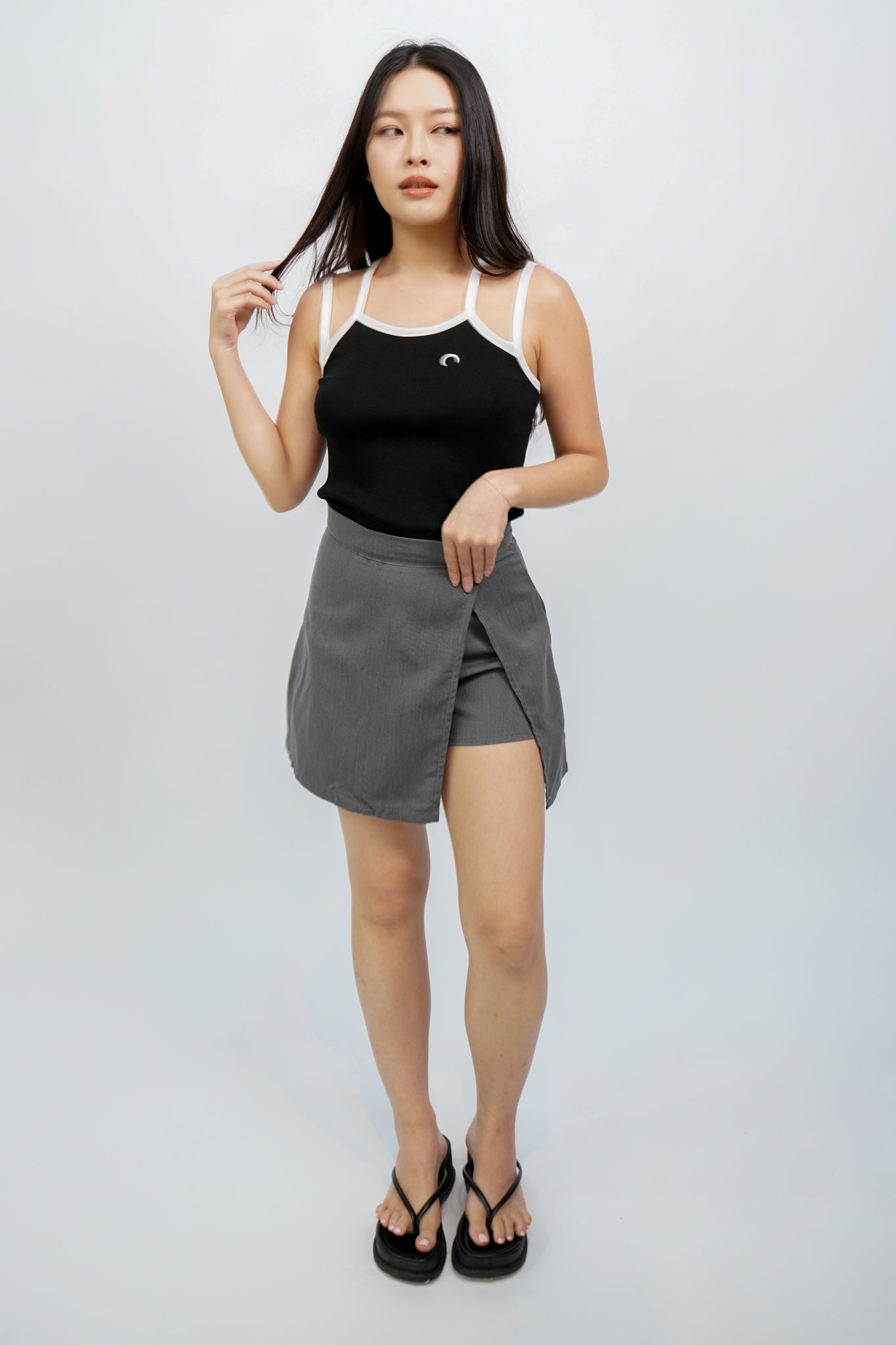 Yves Twist Front Skort (Slate grey)