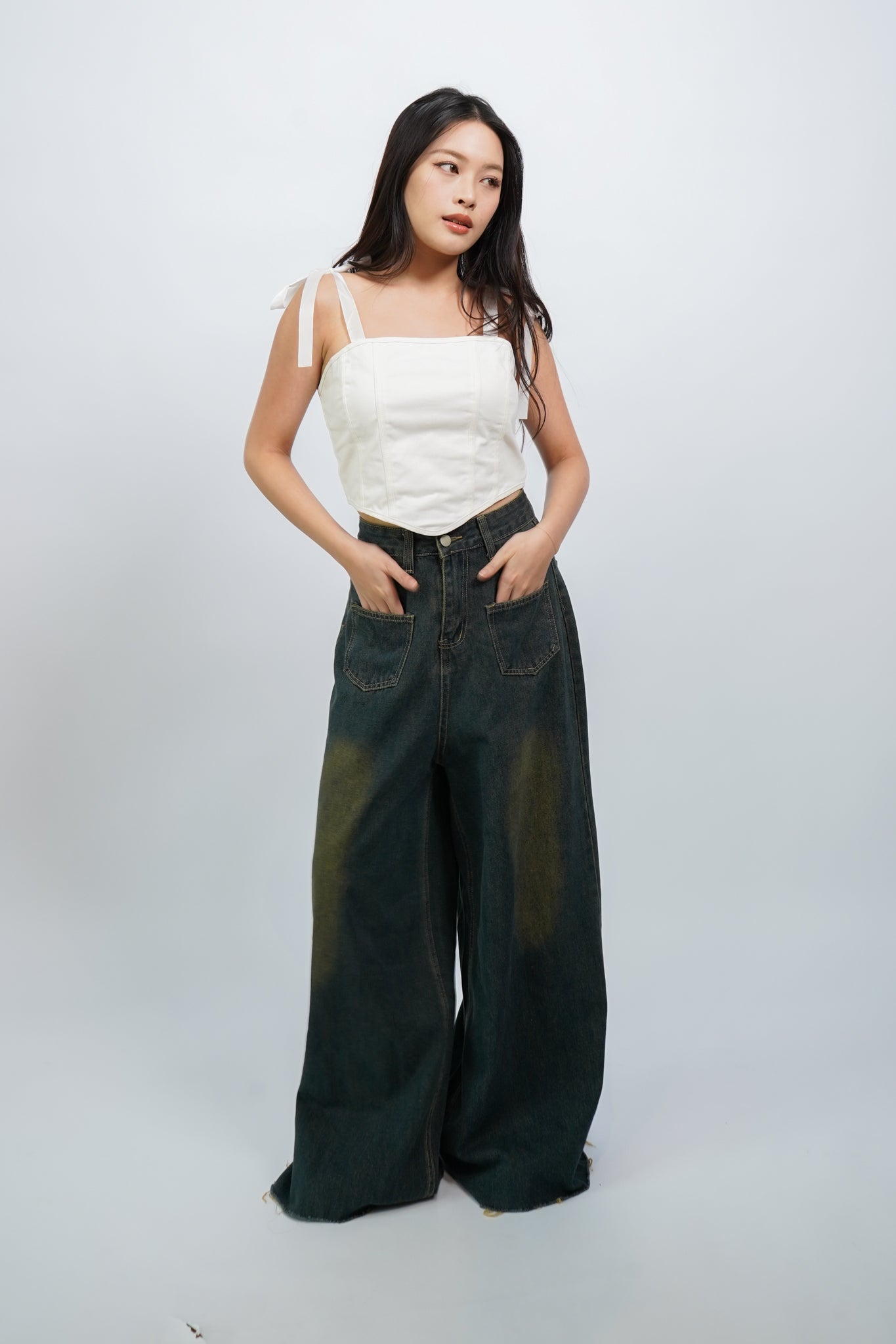 Bel corset ribbon top (White)