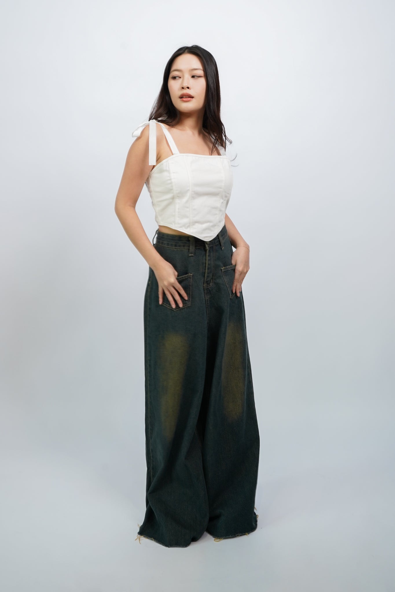 Bel corset ribbon top (White)