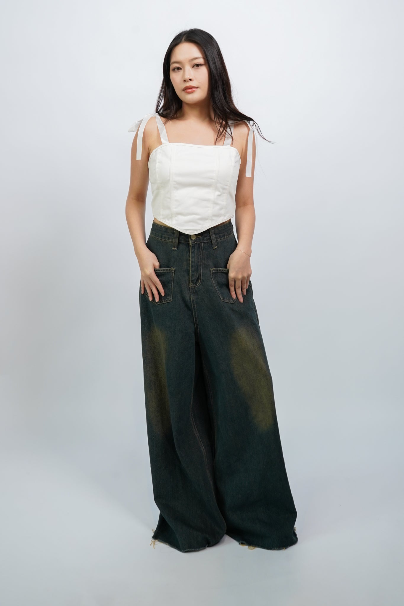 Bel corset ribbon top (White)