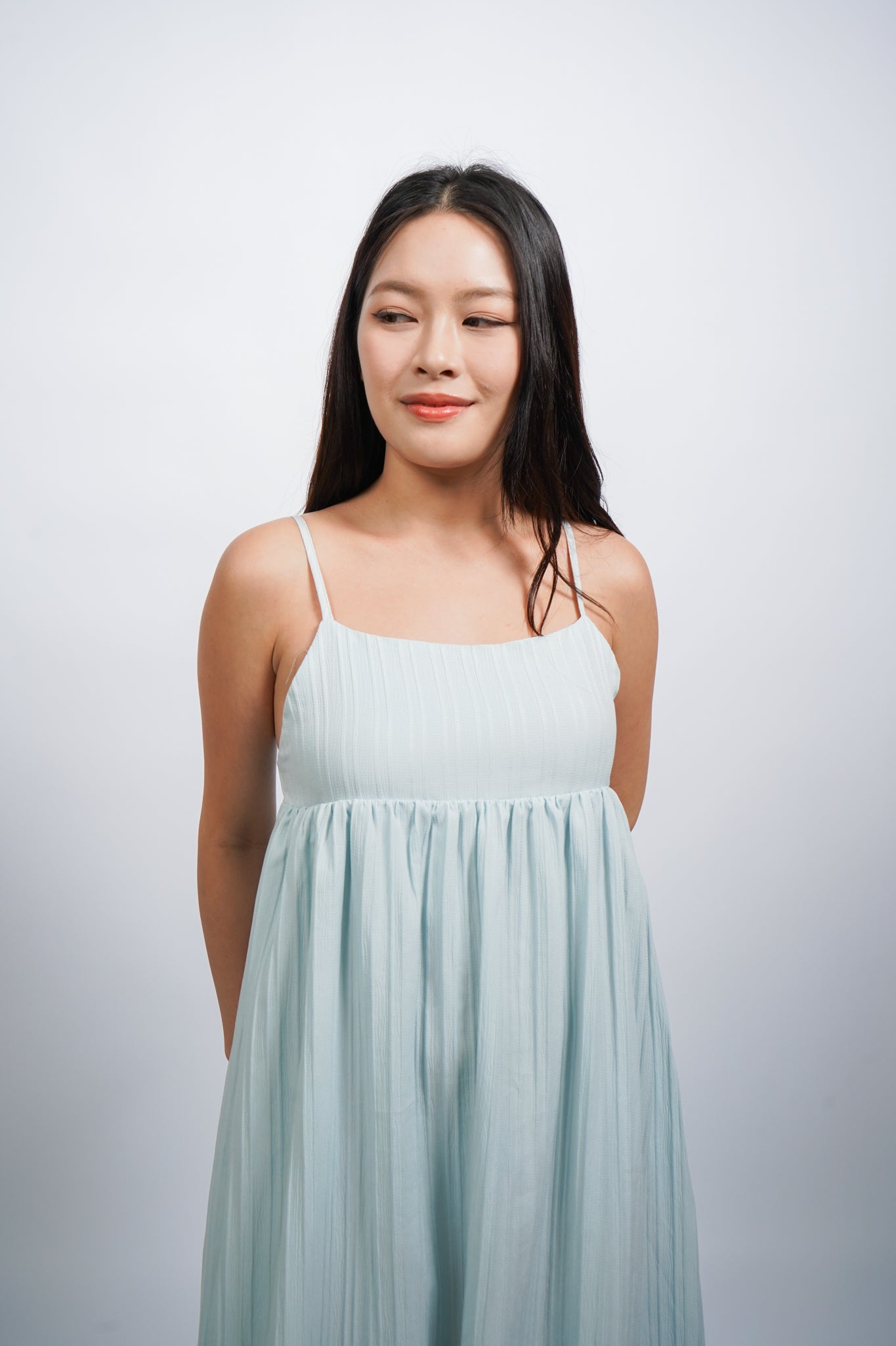 Ella Babydoll Textured Maxi Flowy Dress