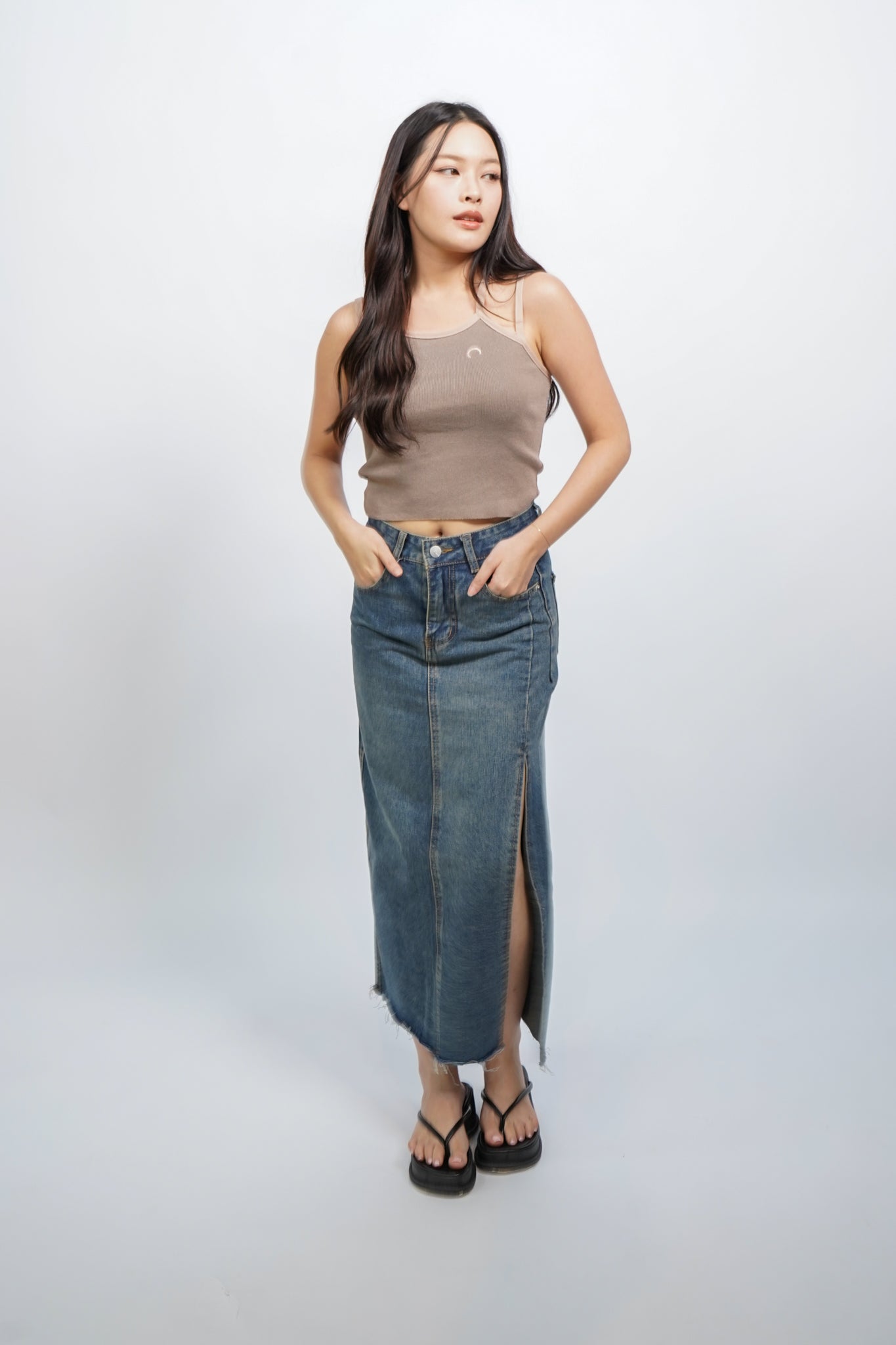 Aslan Double Strap Halter Top (Almond)