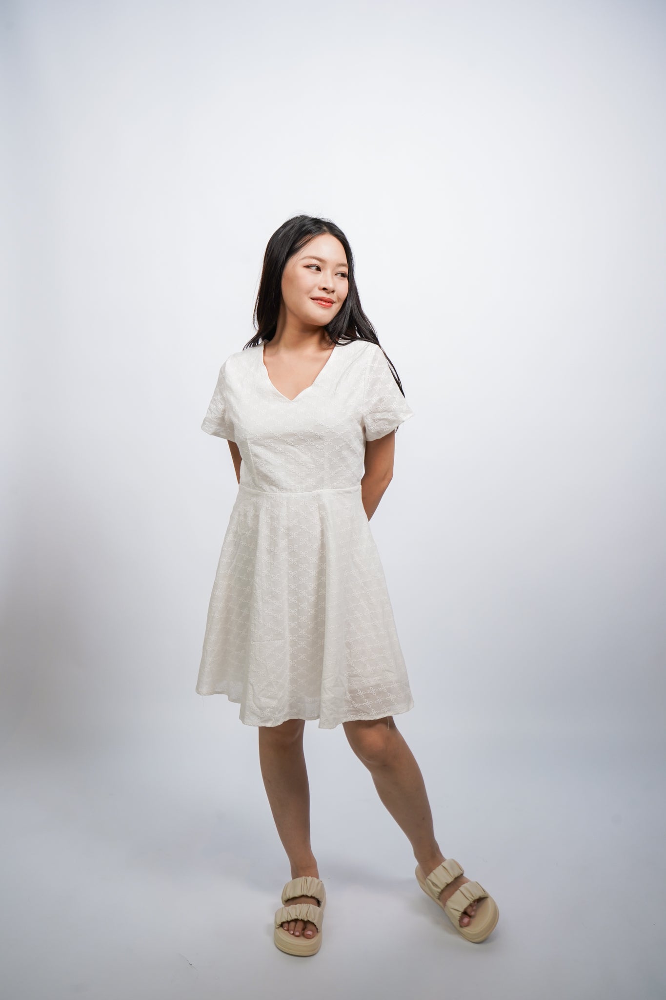 Dainty White Embroided Floral Dress