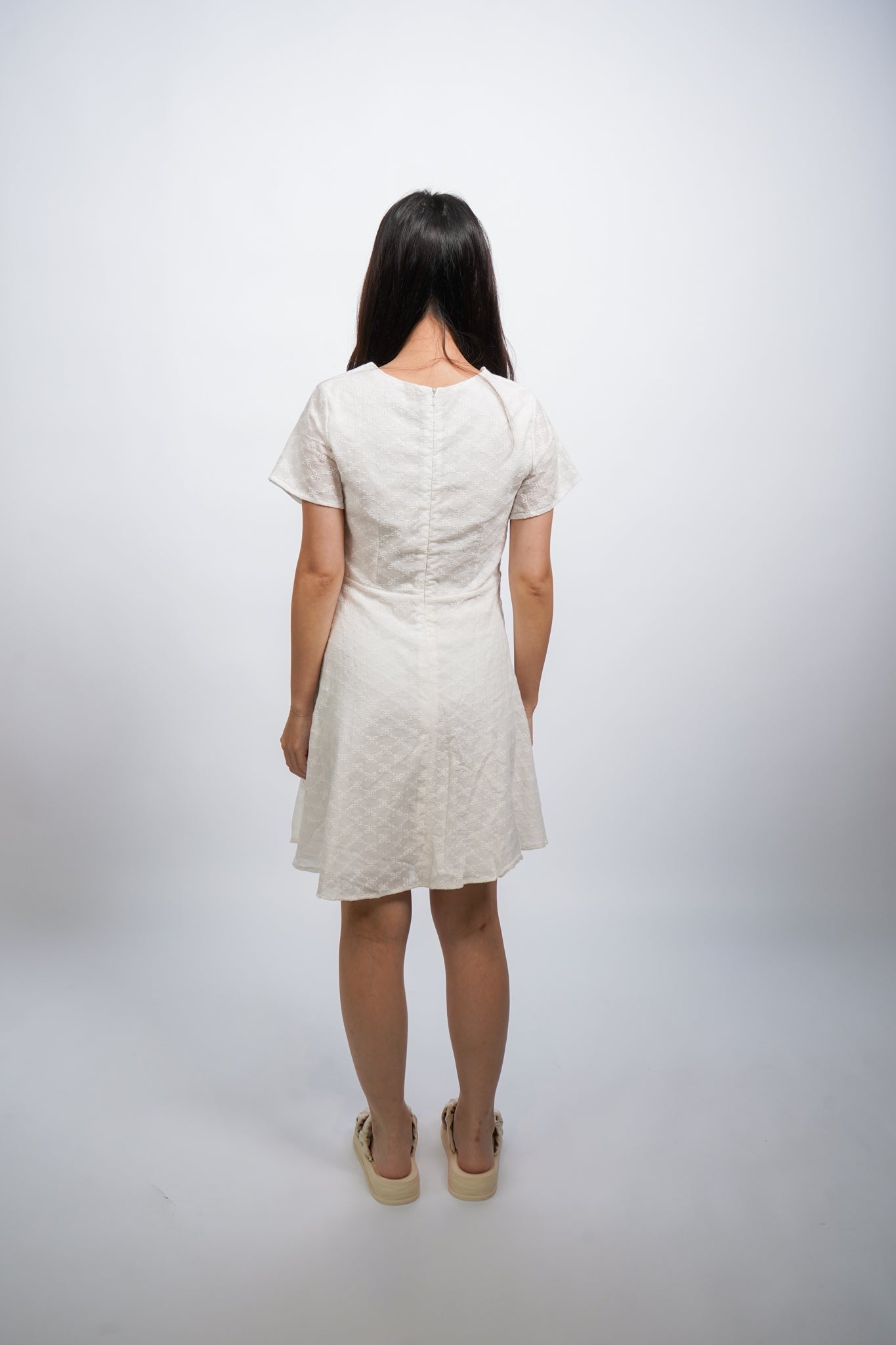 Dainty White Embroided Floral Dress