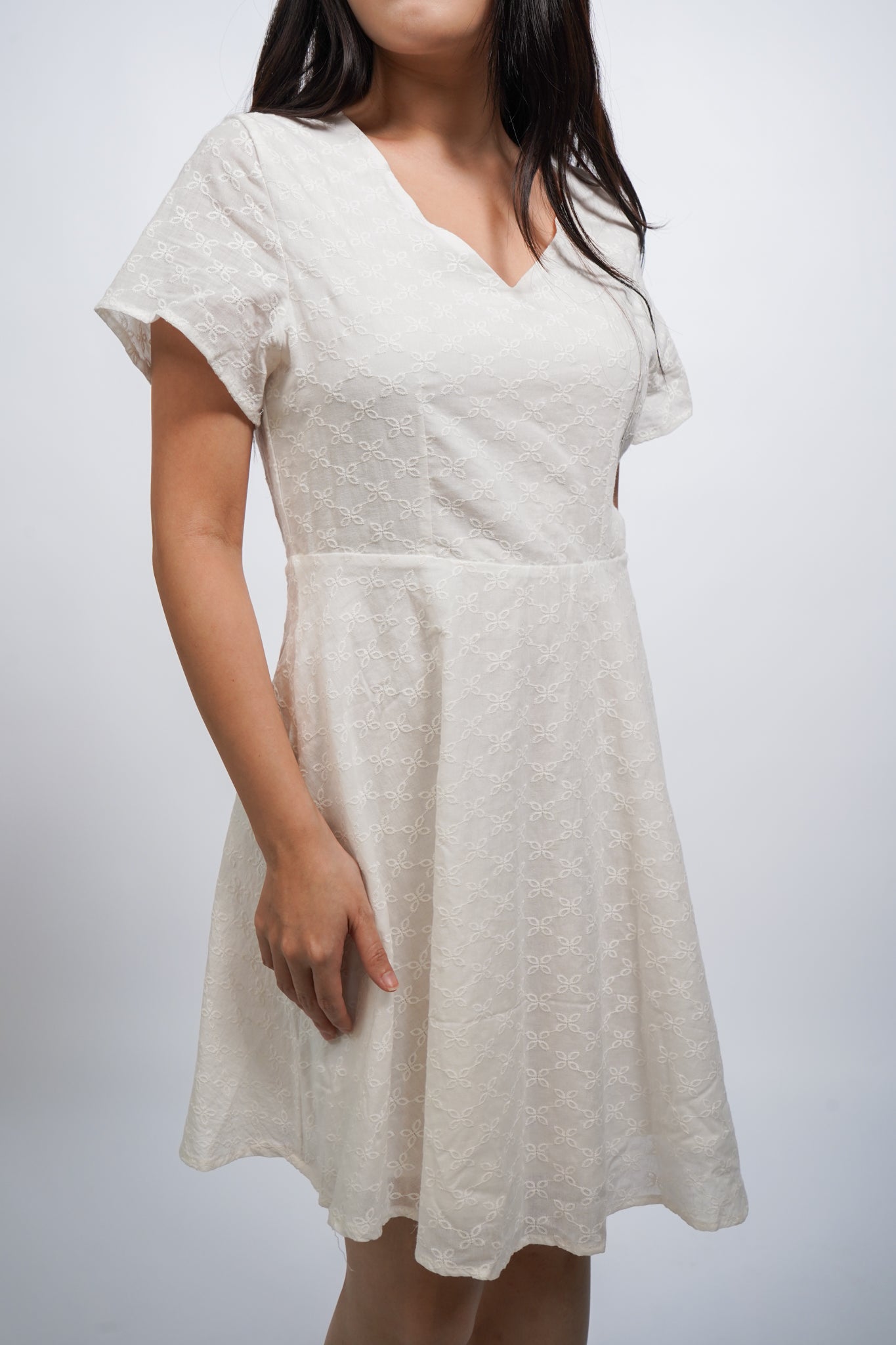 Dainty White Embroided Floral Dress