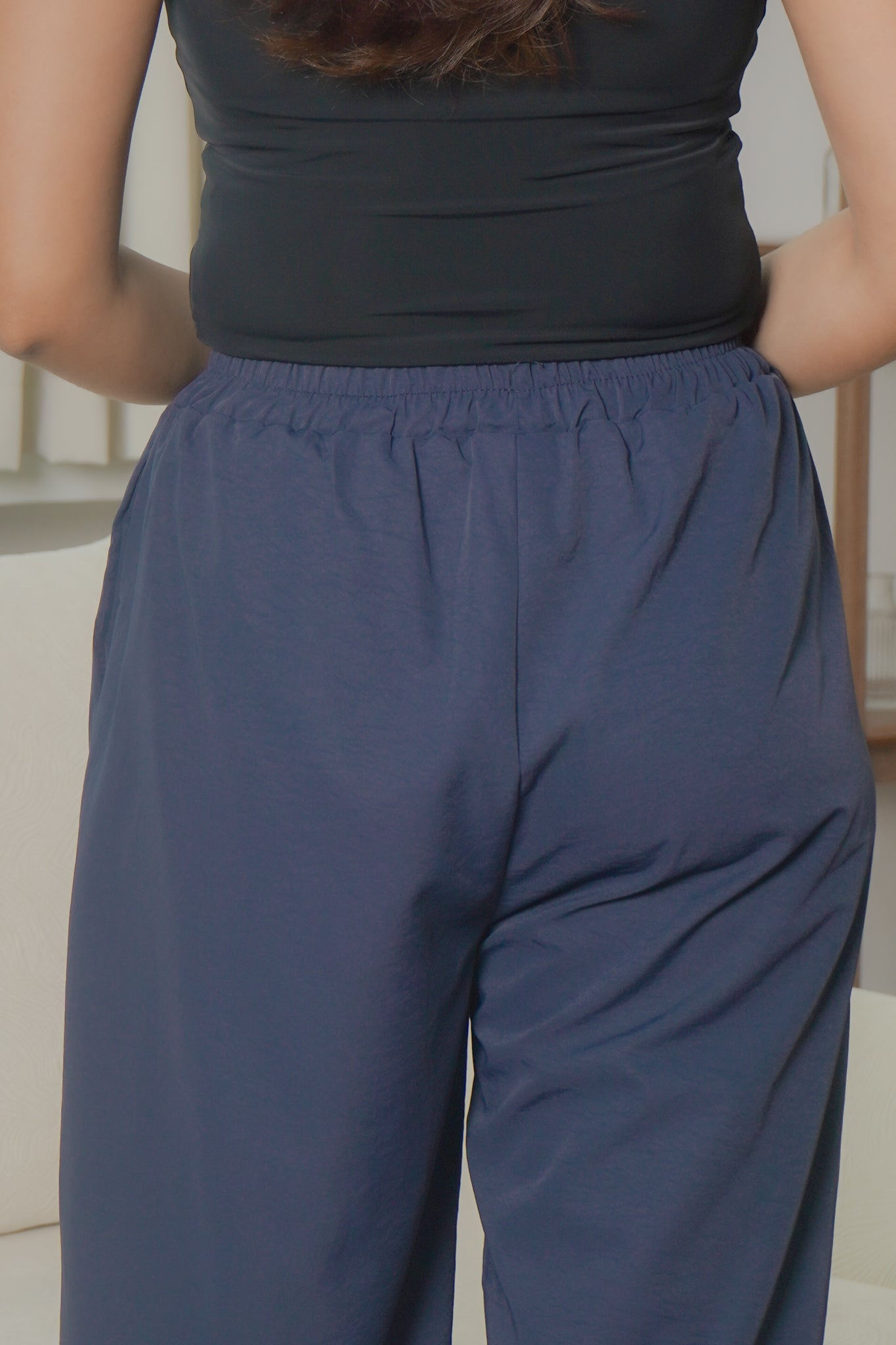 Harper wide-leg pants (Navy)