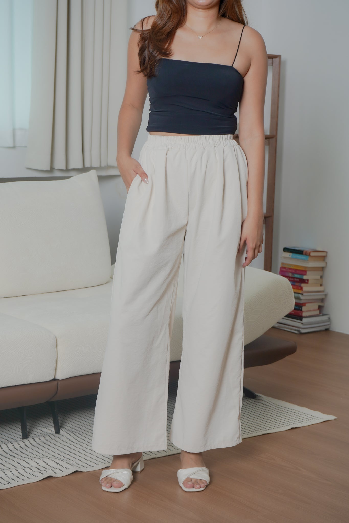 Harper wide-leg pants (Khaki)