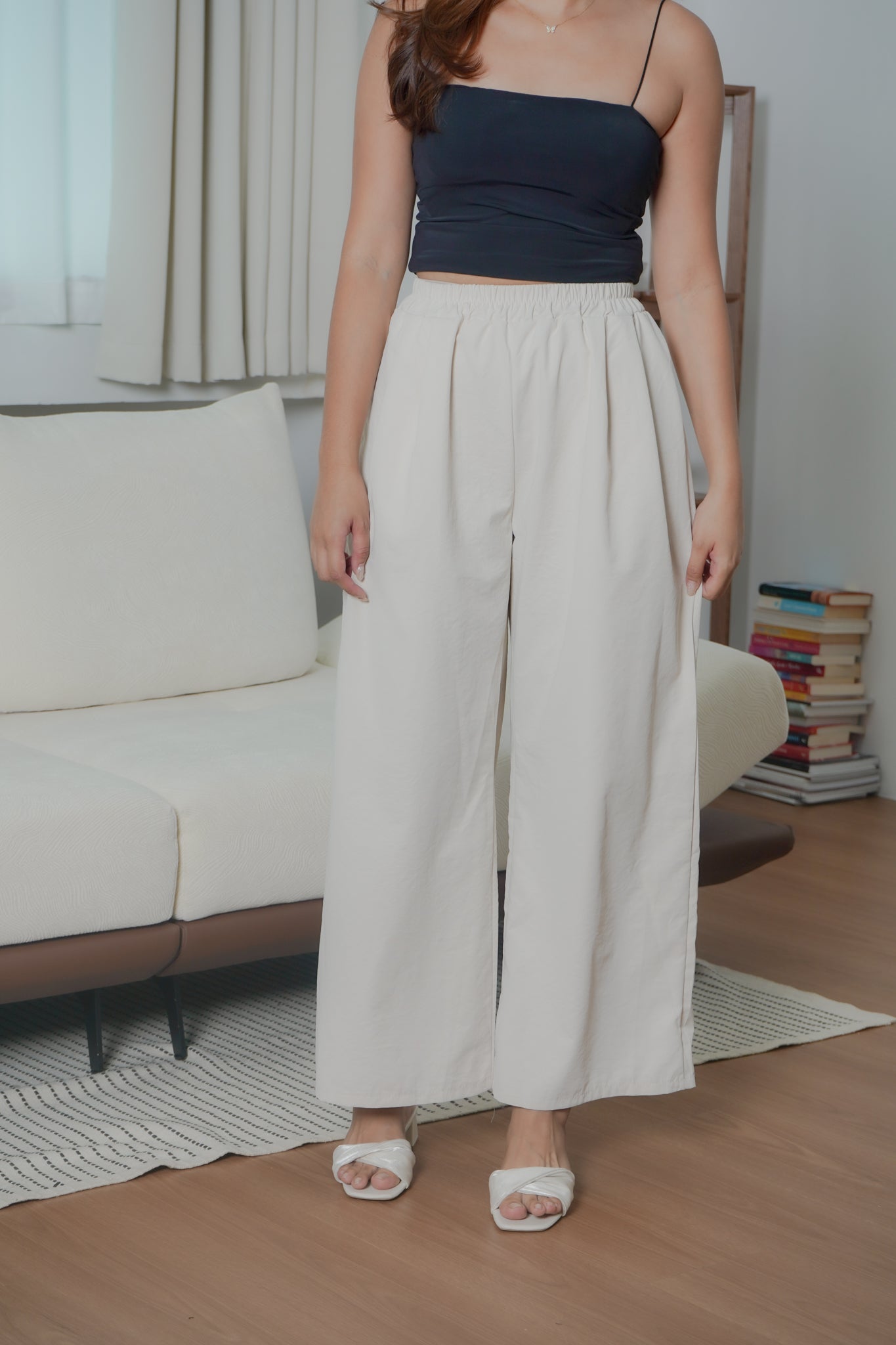 Harper wide-leg pants (Khaki)