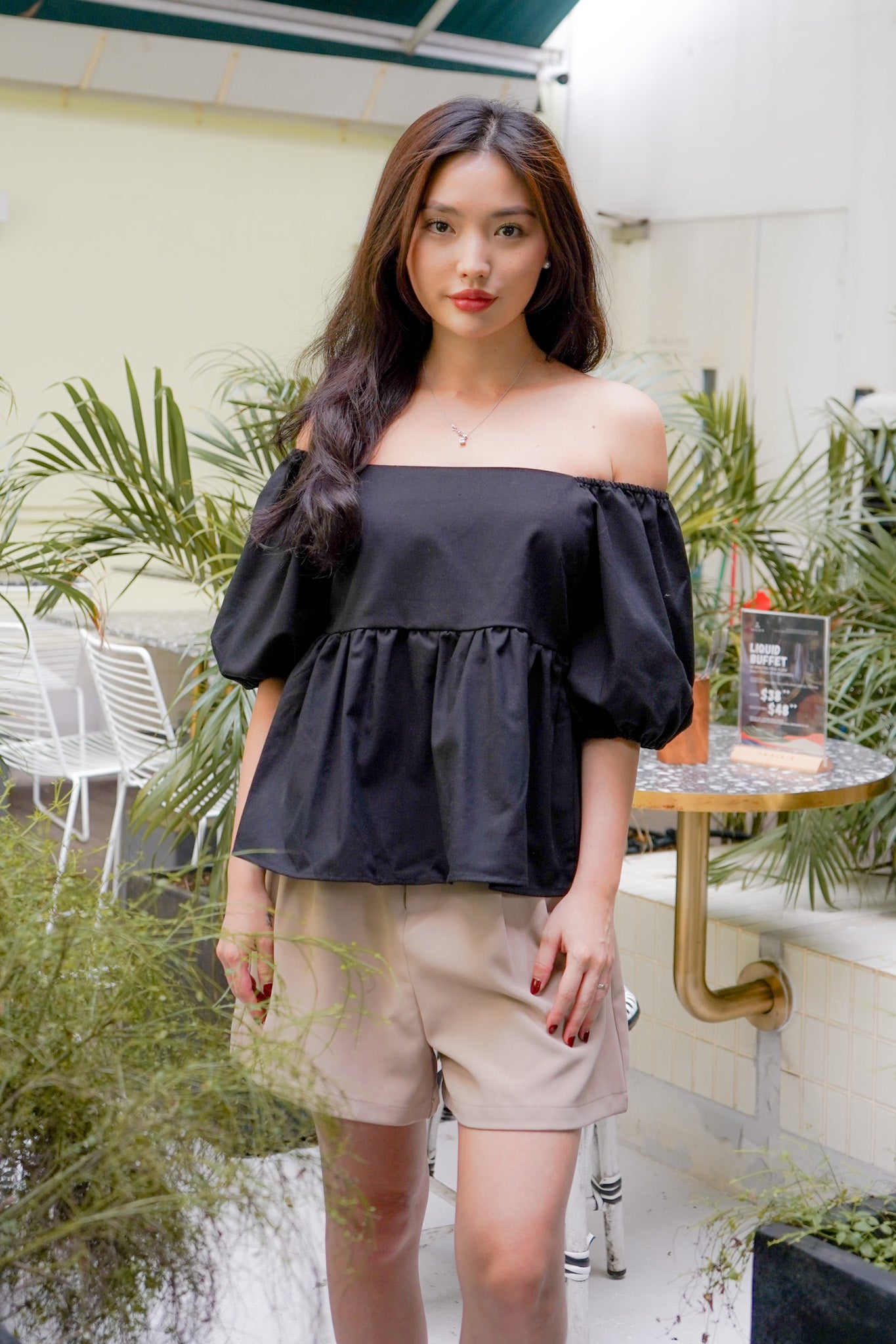Sol Babydoll Backless Top (Black)