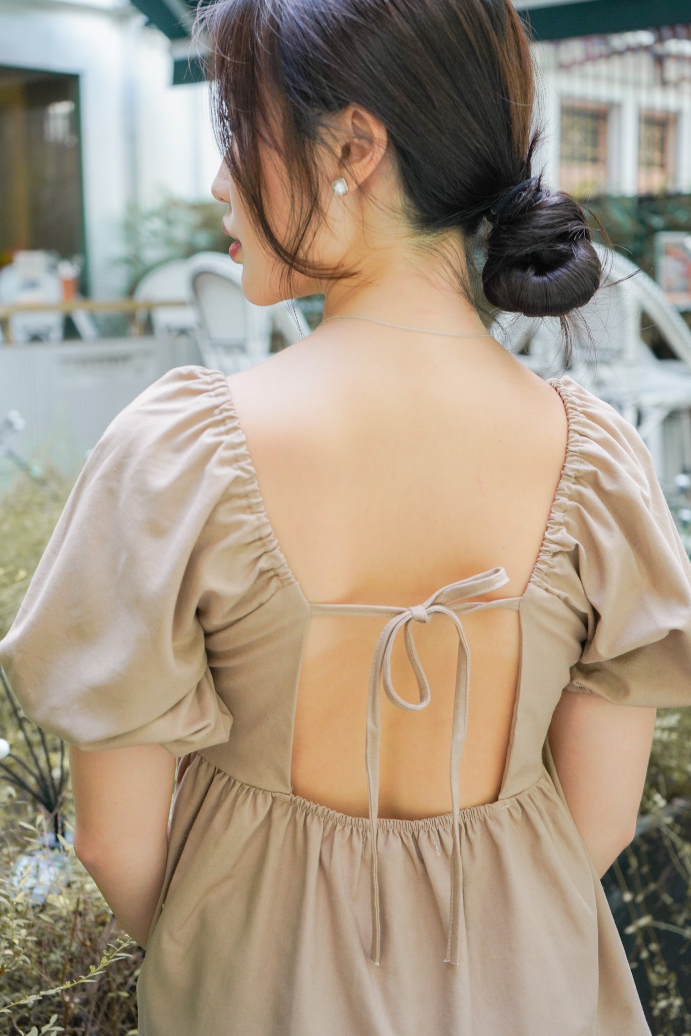 Sol Babydoll Backless Top (Khaki Brown)