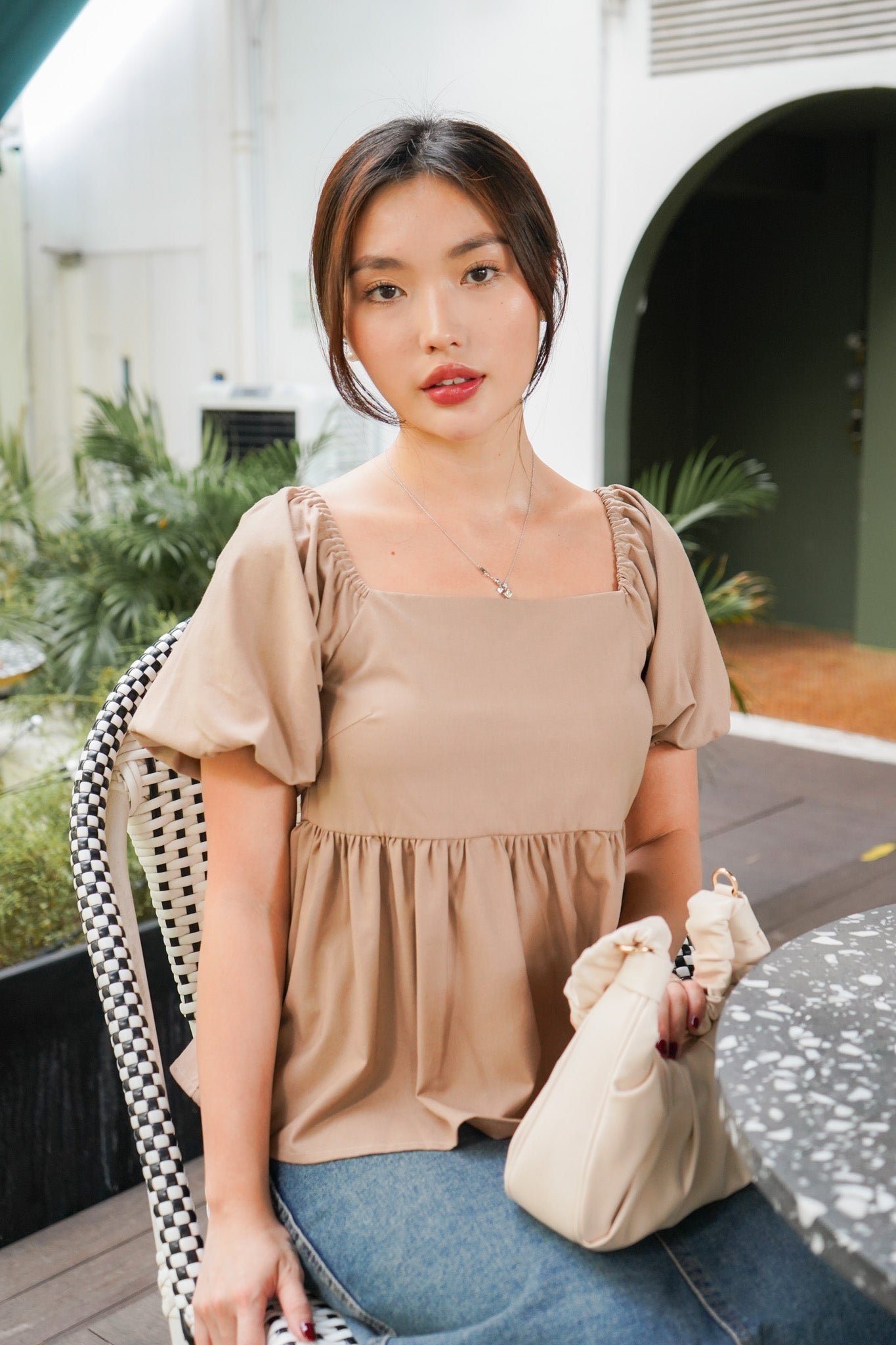 Sol Babydoll Backless Top (Khaki Brown)